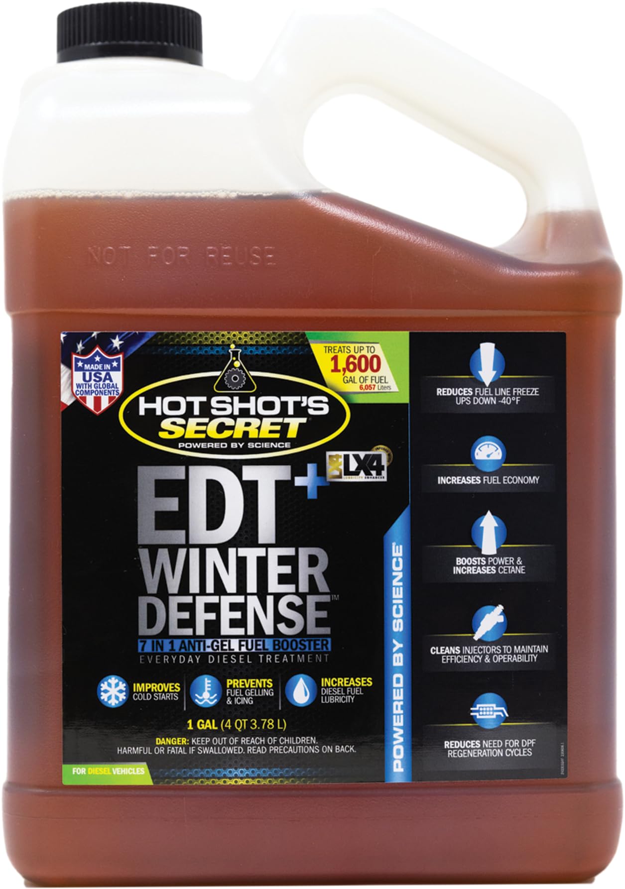 Hot Shot'S Secret Edt+ Winter Defense, 7-In-1 Anti-Gel 1 Gallon Diesel Fuel Additive - Prevents Gelling, Protects Diesel Fuel Sy