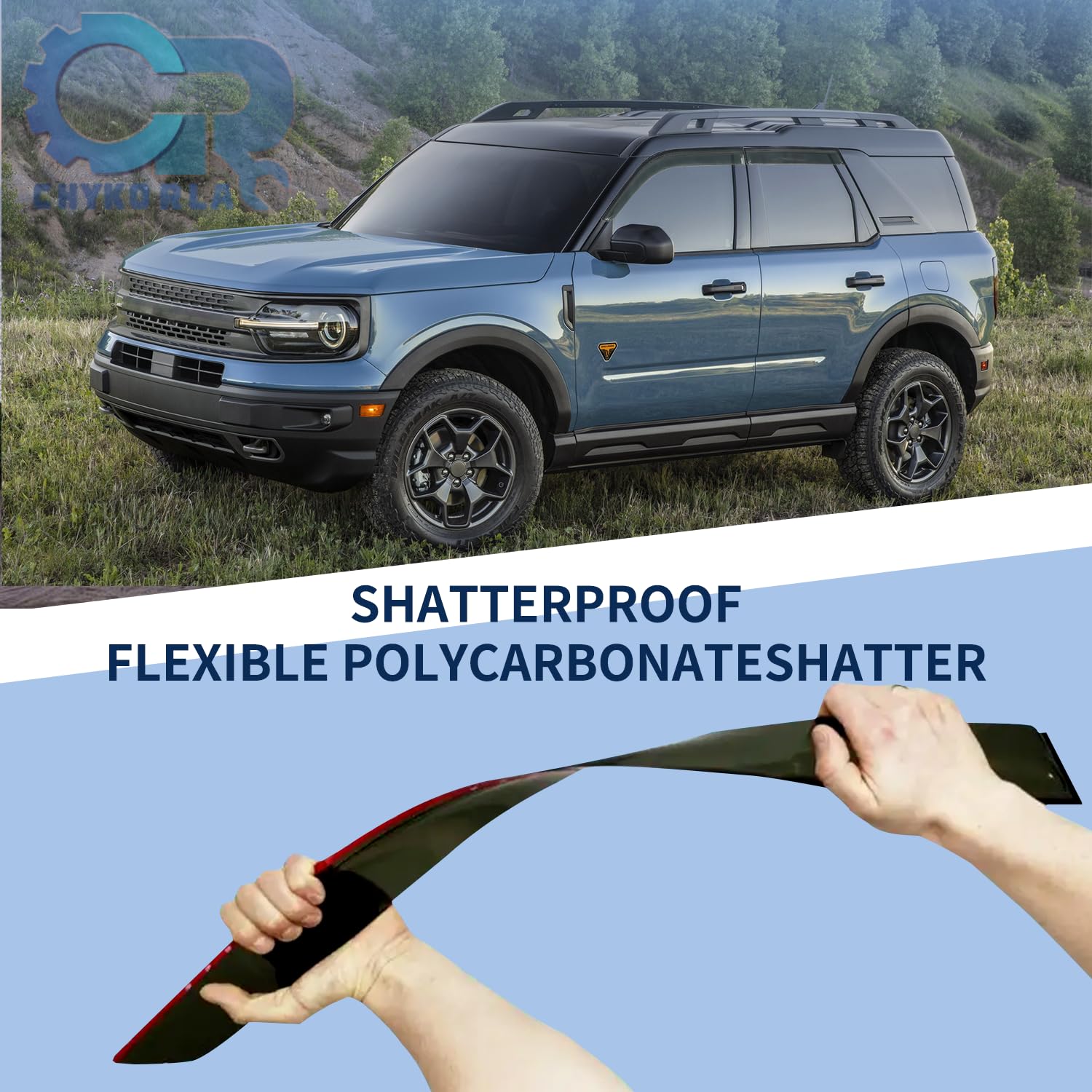 Rain Guards Tape-On Side Window Visor Fit For 2021-2024 Ford Bronco Sport, Outside Mount Window Deflector, Smoke Tinted Vent Vis