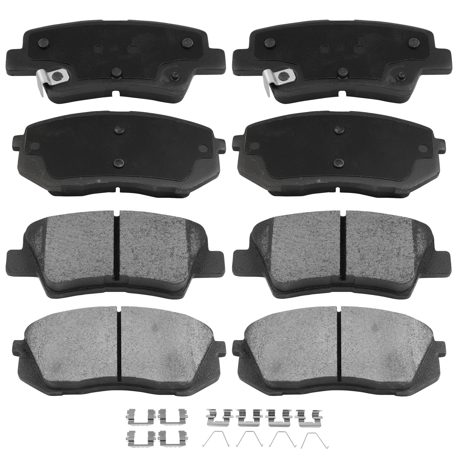 Automuto 8Pcs Front & Rear Brake Pads Set D1855 D1813 For Hyundai Elantra Gt 18-20 For Kona 22 For Veloster 19-21,For Kia Forte