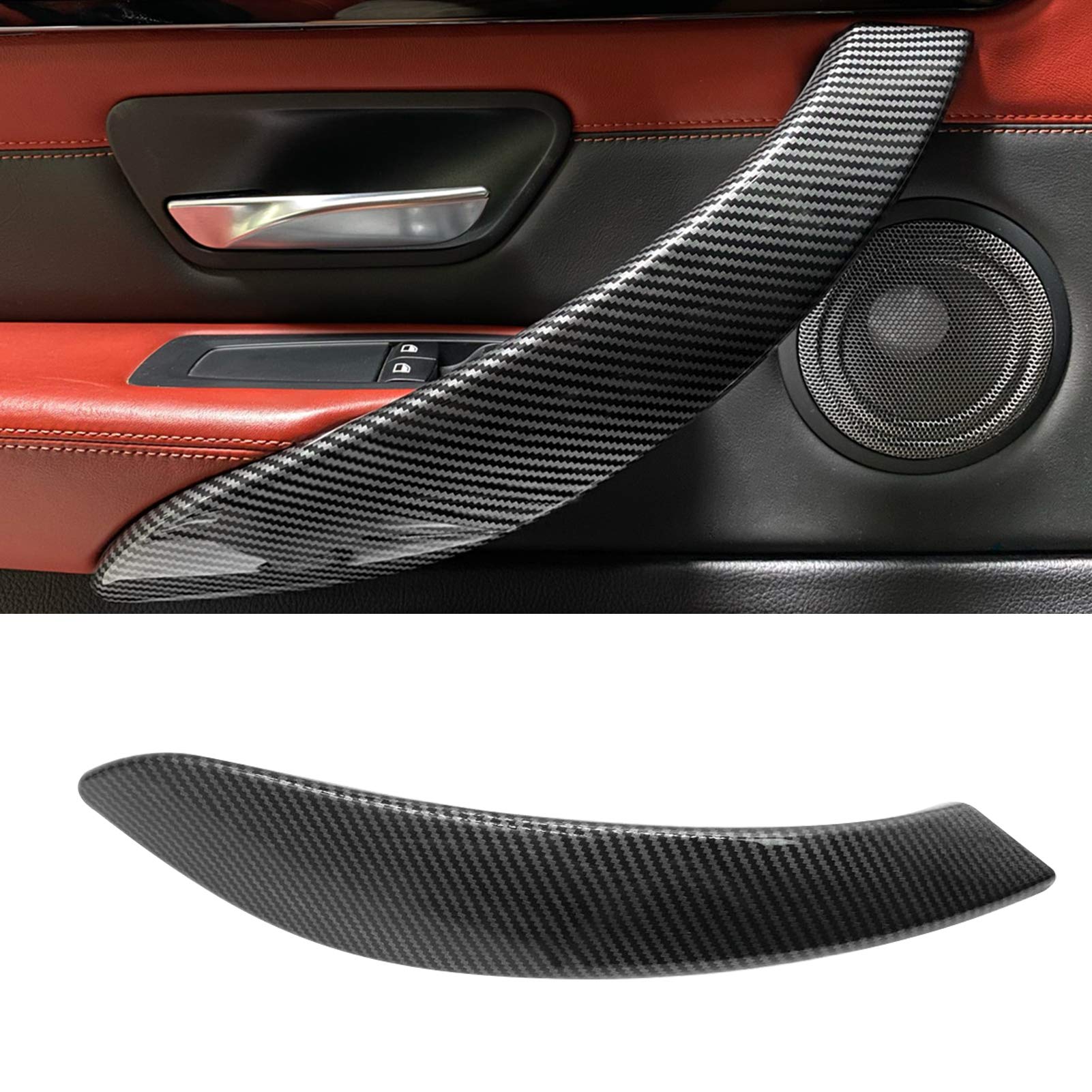 Jaronx ABS Carbon Fiber Door Handle Outer Cover Replacement Compatible with BMW 3’ F30/F31 2012-2018 and 4’ F32/F33 2014-2017,Carbon Fiber Pattern Left Driver Side Door Handle Cover (Left)
