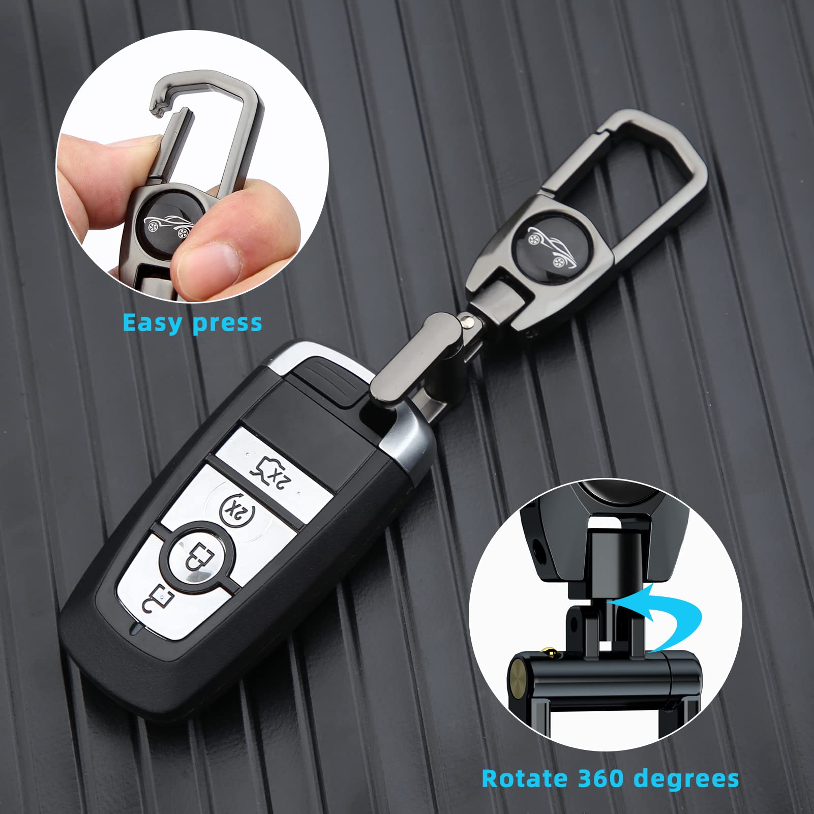 Juedarli Metal Car Fob Keychain,Heavy Duty Key Chain With 2 Detachable Key Rings,Key Holder Clip For Keychains Men And Women (Pa