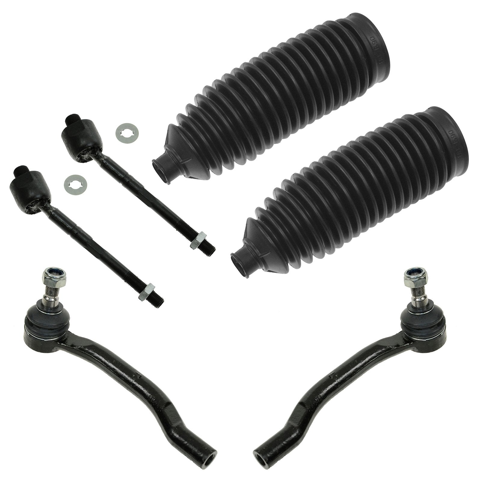 Trq Front Driver & Passenger Side Steering Kit Steering Rack & Pinion Bellow Tie Rod Compatible With 2001-2006 Acura Mdx 2003-20