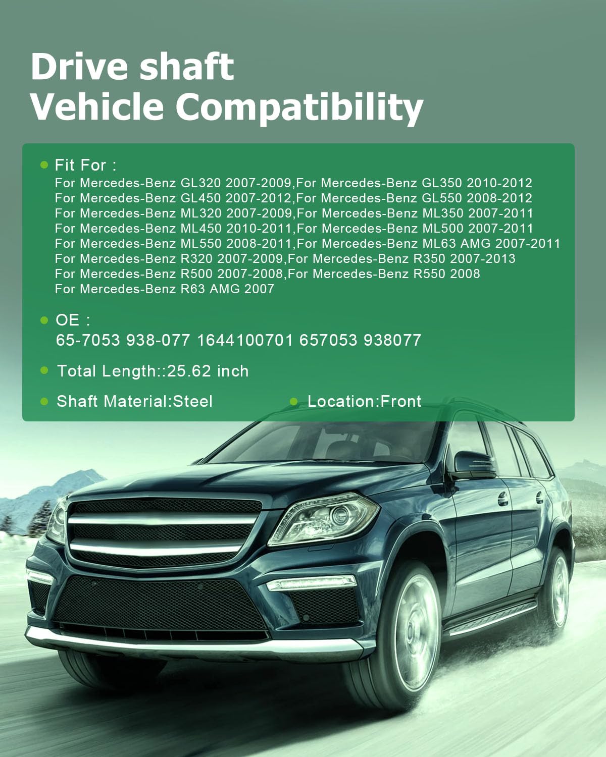 Scitoo 25.62'' Front Drive Shaft Assembly Propeller Shaft Compatible For Mercedes-Benz Gl320 Gl350 Gl450 Gl550 Ml320 Ml350 Ml450