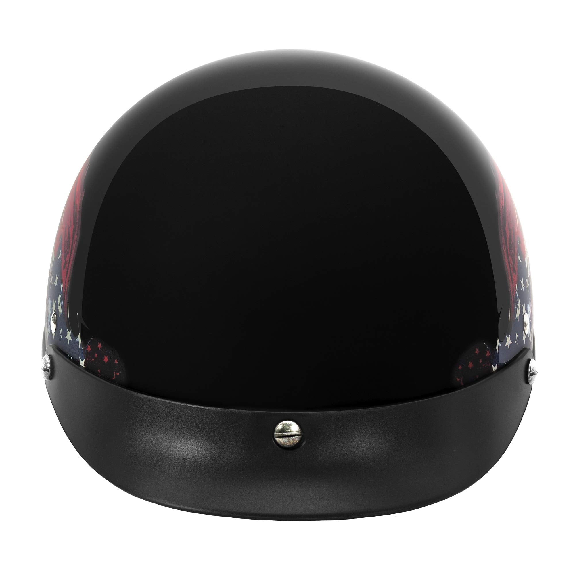 Vcan Cruiser Solid Gloss Black Half Face Motorcycle Helmet (Flag, X-Large)