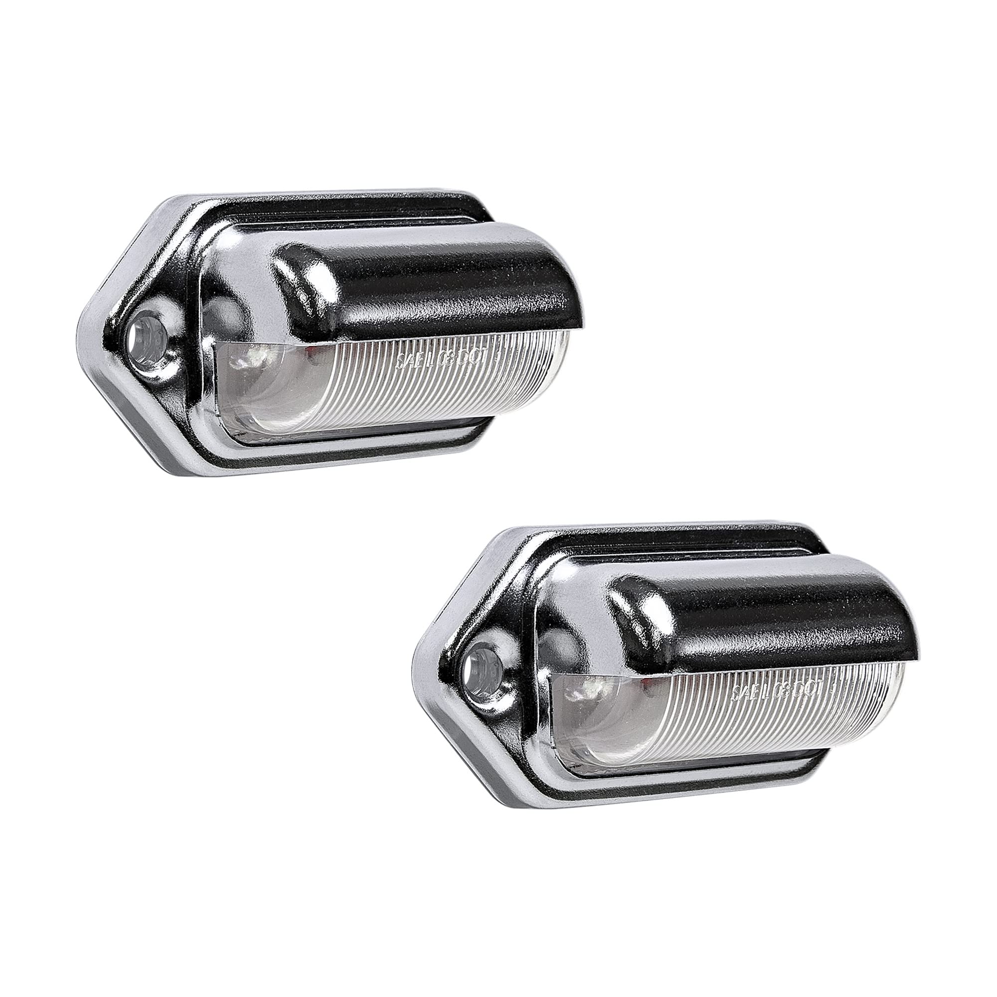 True Mods 2Pc Chrome Boat Trailer Led License Plate Lights [Dot Fmvss 108] [Sae L] [Surface Mount] [Waterproof] [12V Dc] Univers