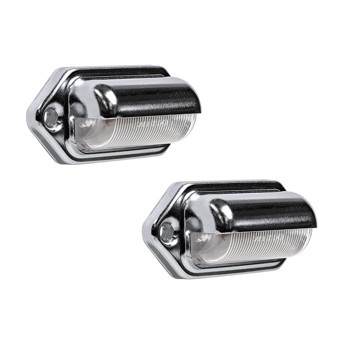 True Mods 2Pc Chrome Boat Trailer Led License Plate Lights [Dot Fmvss 108] [Sae L] [Surface Mount] [Waterproof] [12V Dc] Univers
