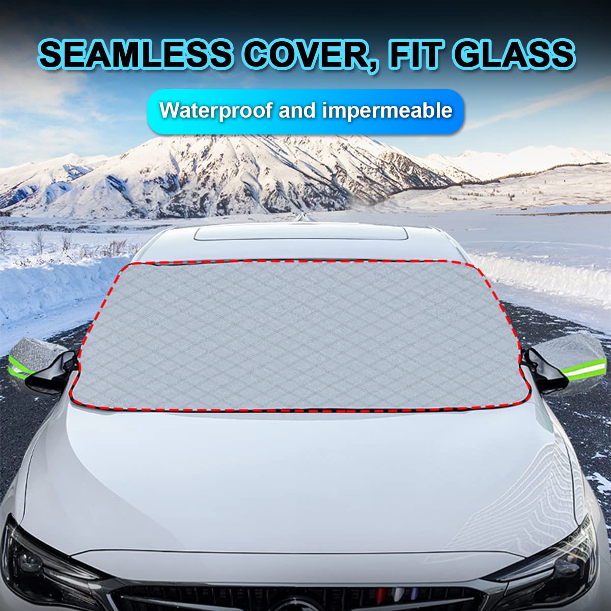 Car Windshield Snow Cover With 4 Layers Windproof Protection Defense Frost Sunlight, All Weather Winter & Summer Front Window Au