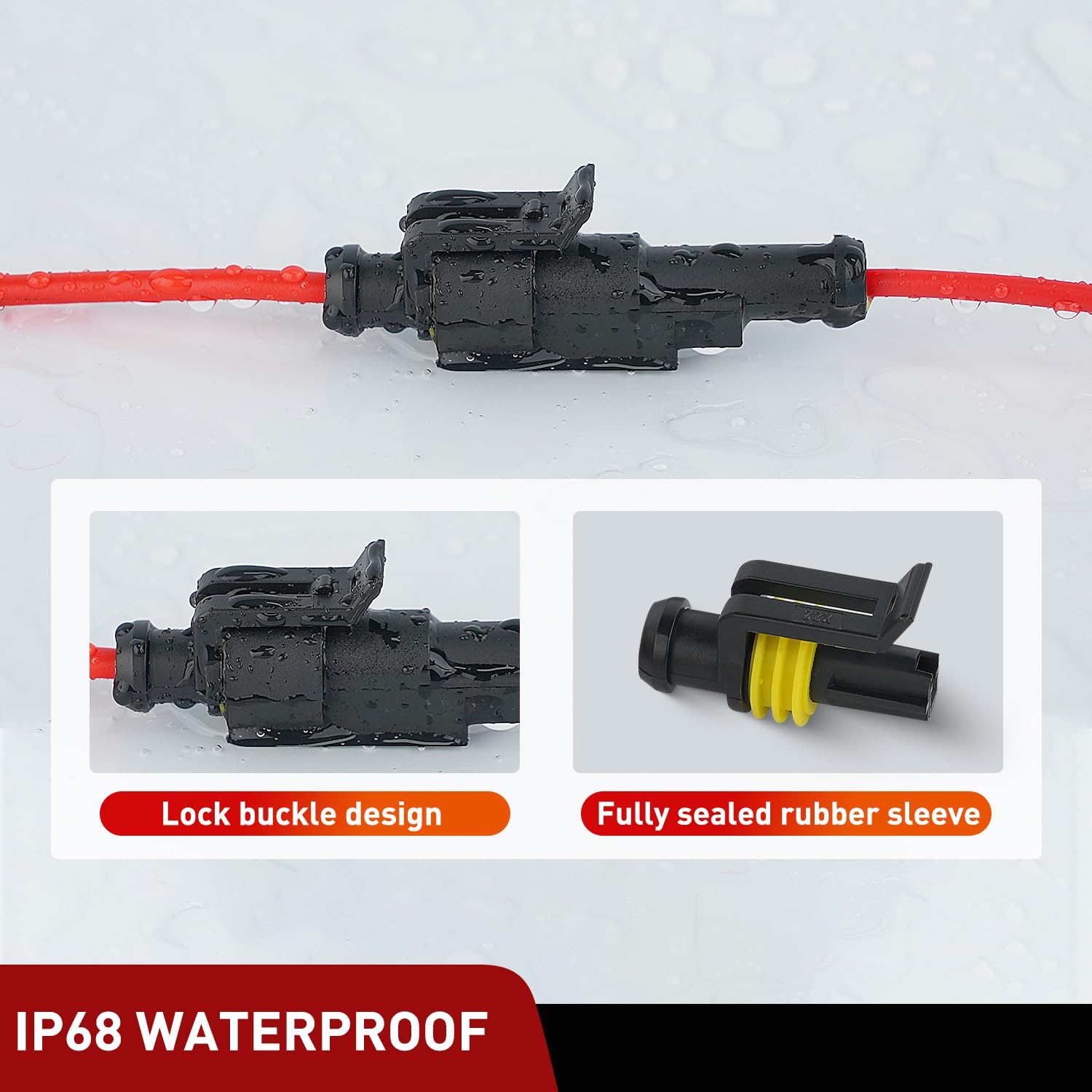 Nilight 120Pcs 1 Pin Electrical Connector Plug Male Female Terminal Wire Connectors Waterproof One Way Automotive Connect Set Fo