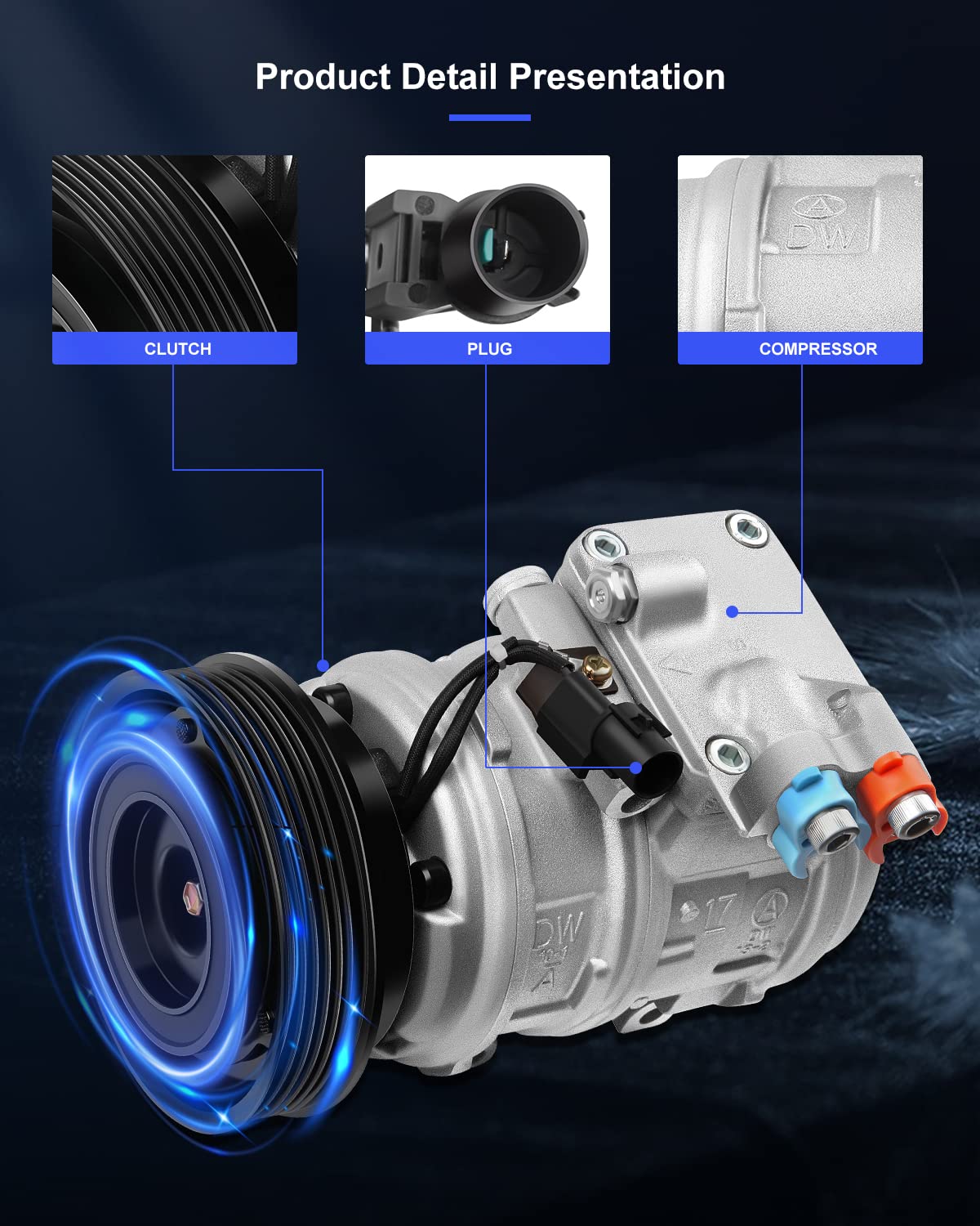 Eccpp Ac Compressor With Clutch 2010-2012 Fit For Kia Rondo 2.4L