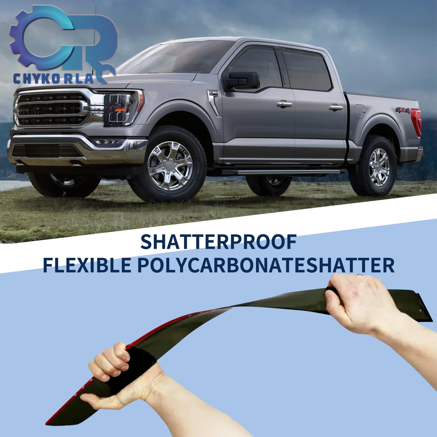 Outside Mount Window Visors Rain Guards Fit for 2015-2024 Ford F150 SuperCrew, Fit for 2017-2024 F150 Raptor F250 F350 F450 F550