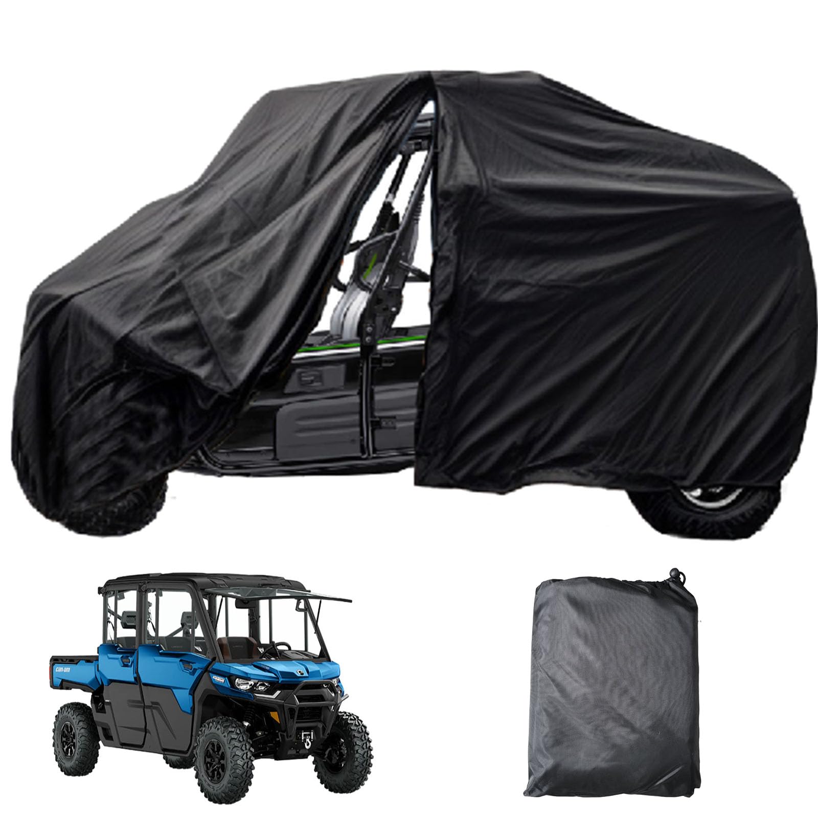 Chikia 4-6 Seater UTV Cover with Zipper 420D Compatible with Can-Am Defender max Commander X3 Polaris RZR 900 1000 Ranger Genera
