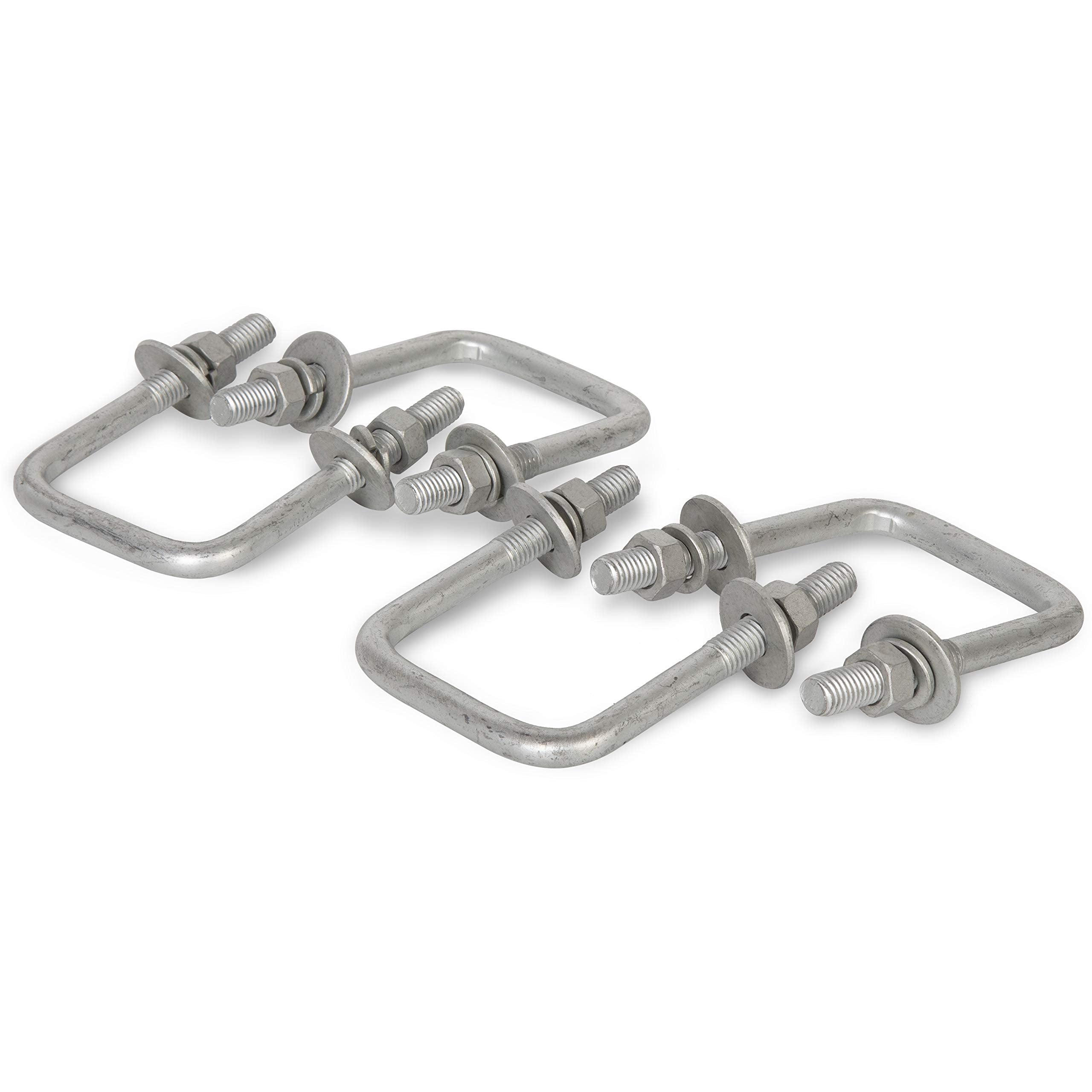 Ecotric 4Pcs Boat Trailer U-Bolt Galvanized Square 1/2'' X3 1/16'' X4 5/16'' Steel Silver