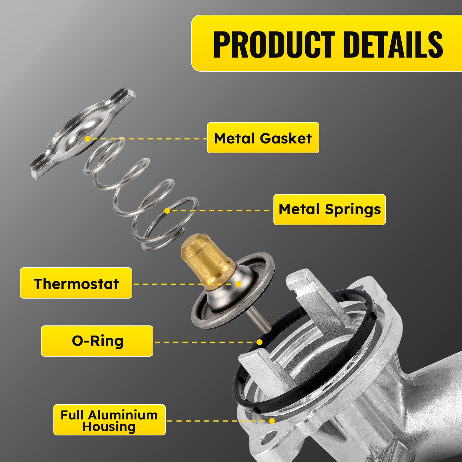 Upgrade Aluminium Thermostat Housing Assembly and Engine Coolant Crossover Water Outlet Pipe for Chrysler 200 Jeep Cherokee Dodg