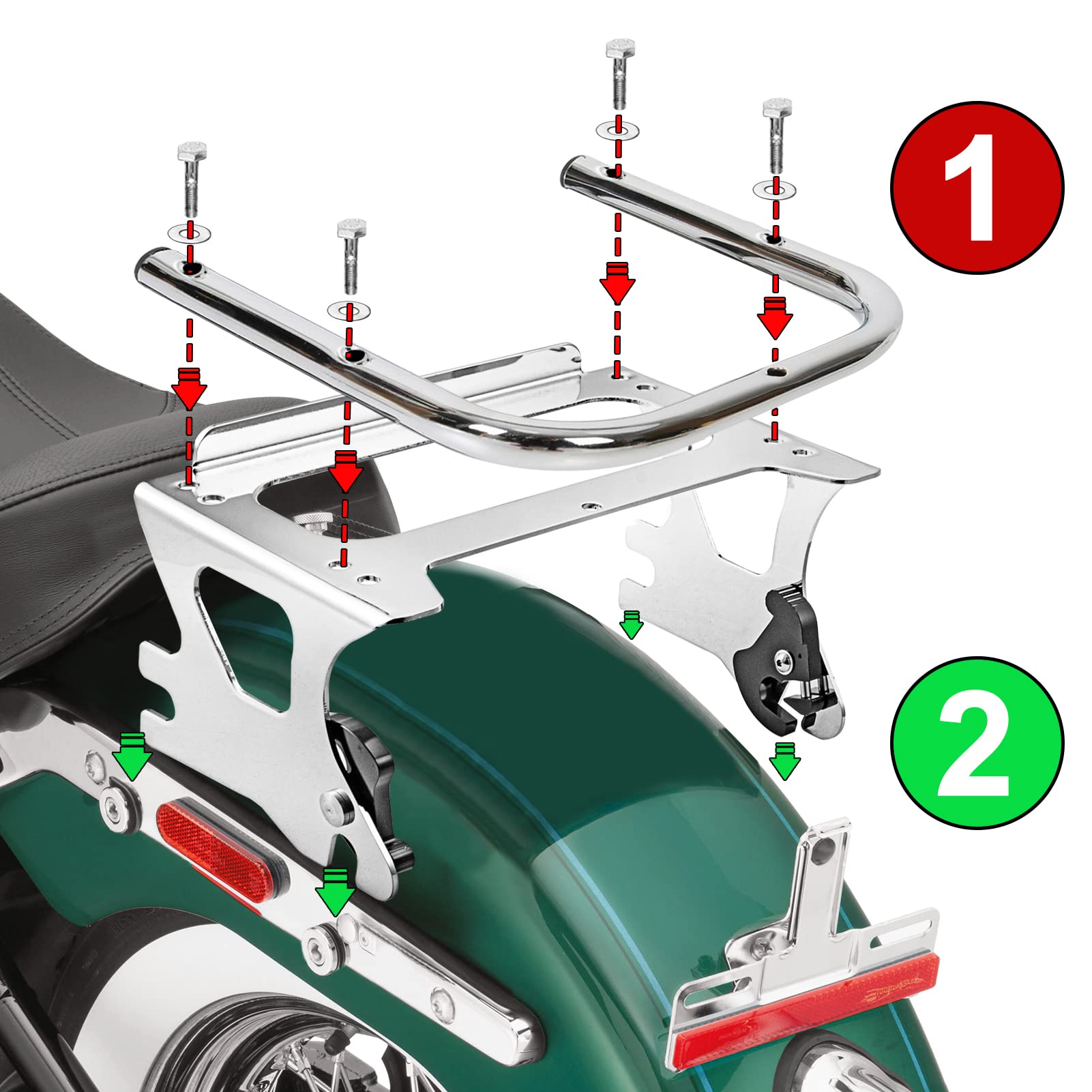Dasen Two-Up Tour Pack Mounting Luggage Rack Quick-Deatach With Docking Hardware Kit Compatible With Harley Touring Road Glide Street Glide Electra Glide Road King 1997-2008