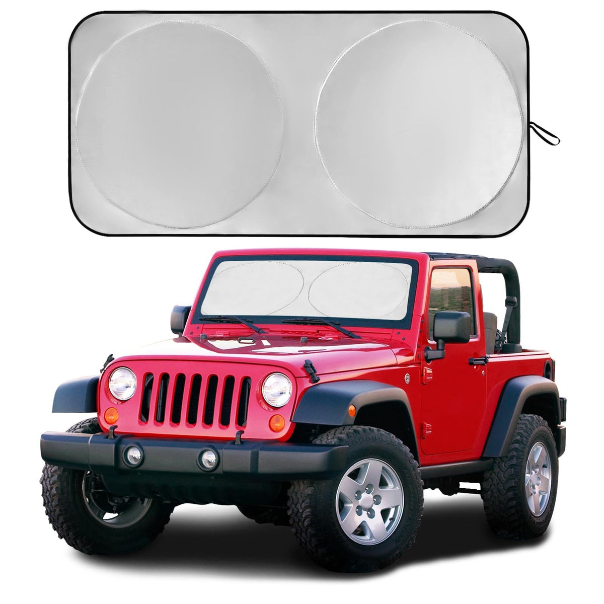 Vepagoo Car Windshield Sun Shade Window Cover Shade Interior Sun Protection 59Inx21In(Best For Jeep), Uv Rays And Sun Heat Prote