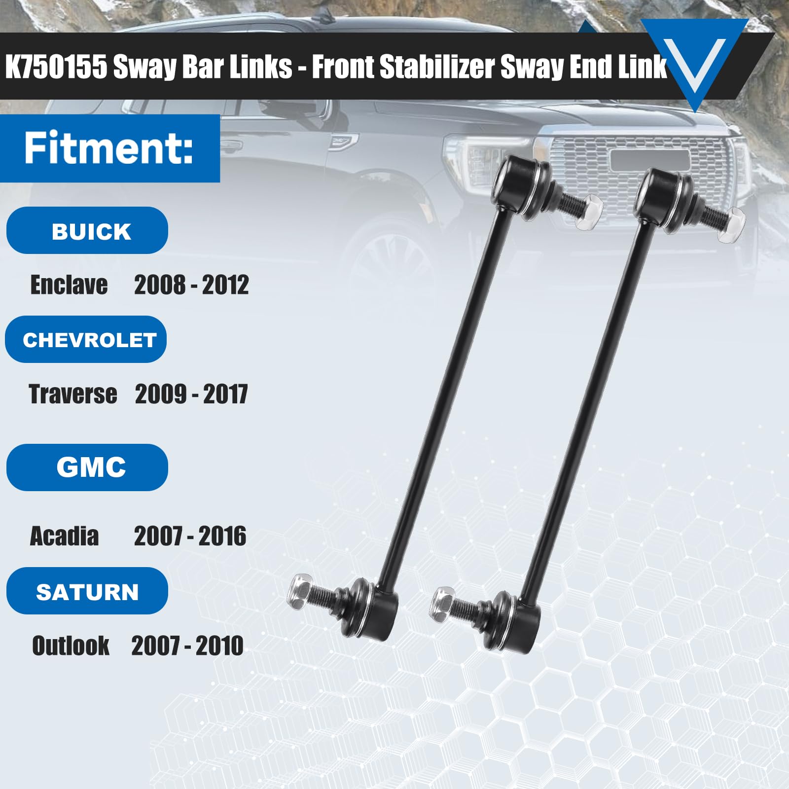 K750155 Sway Bar Links Compatible With Buick Enclave 2008-2017 Chevrolet Traverse 2009-2017 Gmc Acadia 2007-2016 Saturn Outlook