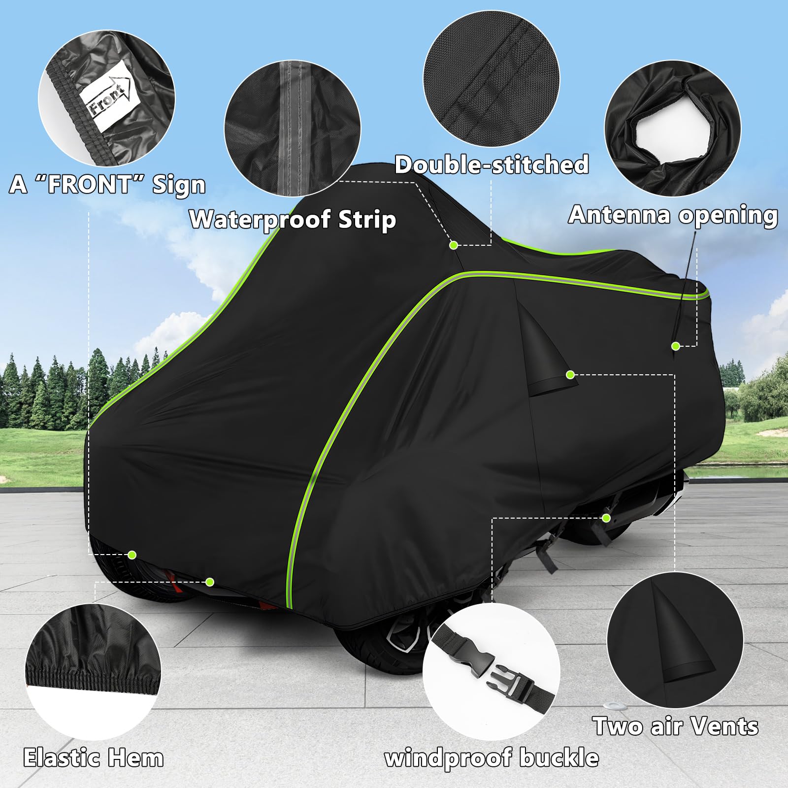 Qunsunus Waterproof Motorcycle Cover For Can-Am Spyder F3 2016-2023, 420D Heavy Duty Trike Cover With Wind, Sun, Uv And Dust Pro