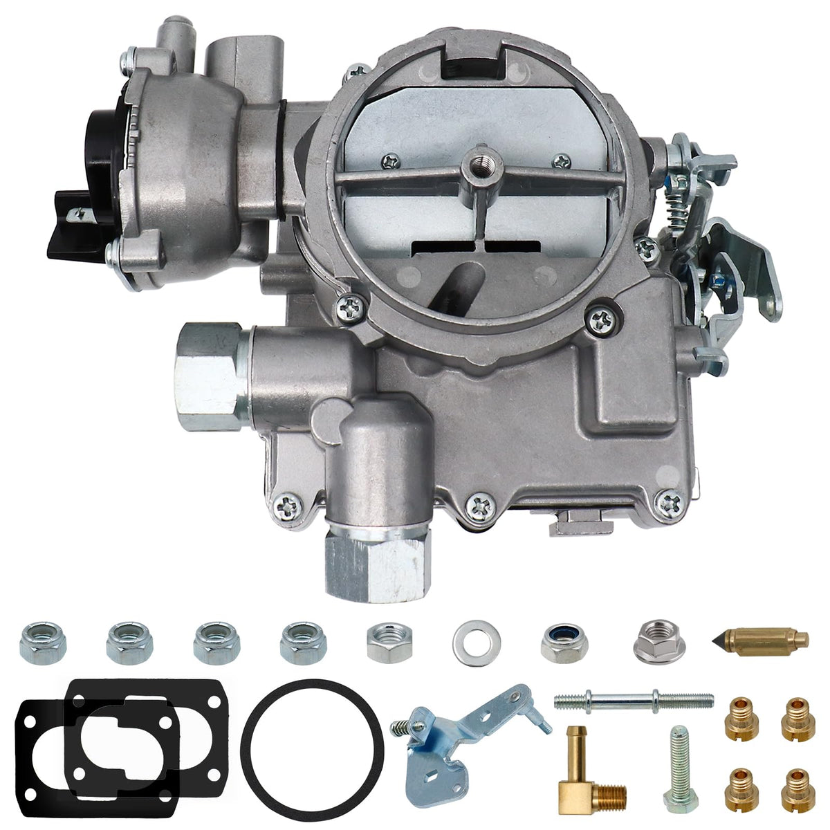 NENKUTEN Marine Carburetor 2 Barrel Carb for Mercruiser 3.0L 2.5L 4 CYL Engines with Electric Choke Jets Long Linkage and Gasket