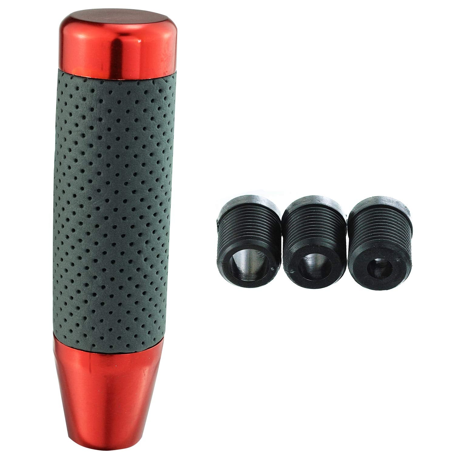 Abfer Weighted Shift Knob Leather Car Gear Stick Shifter Handle Adapter Short Shifting Lever Knobs For Most Vehicle Trucks, Red