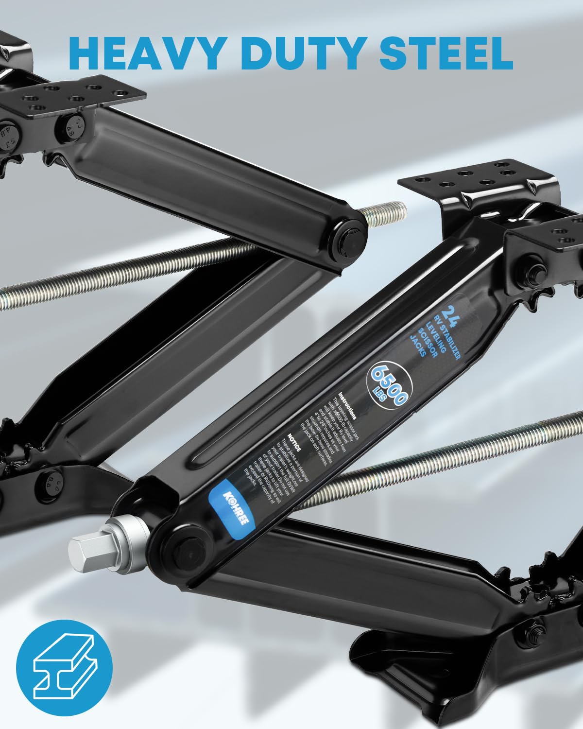 Kohree 6500Lbs Heavy Duty Rv Stabilizer Jacks 30 '', Leveling Scissor Jack For Large Travel Trailer Camper, With Crank Handle An