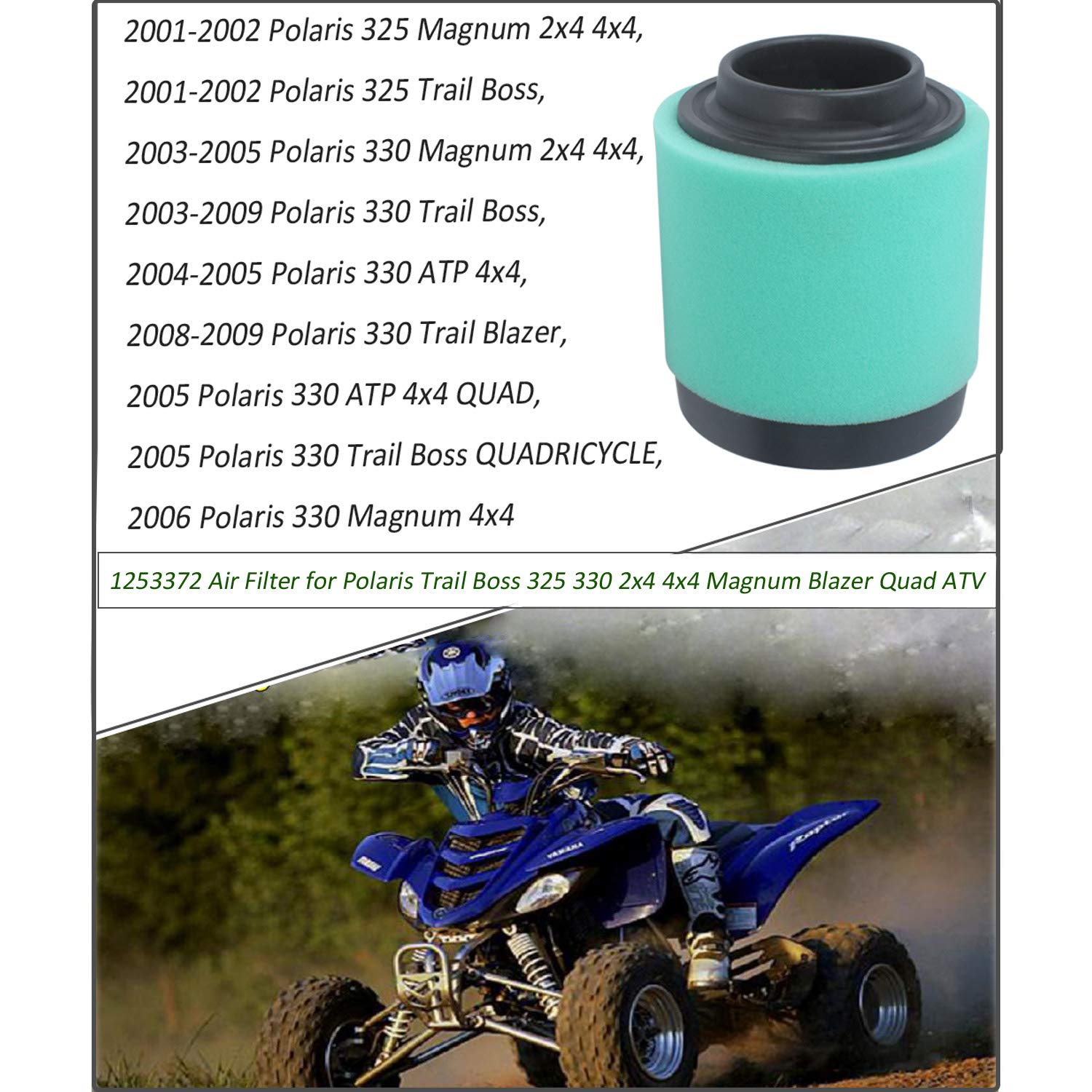 1253372 Air Filter Pre Filter Kit Replacement Compatible With Polaris Trail Boss 325 330 2X4 4X4 Magnum Blazer Quad Atv 2001-2009