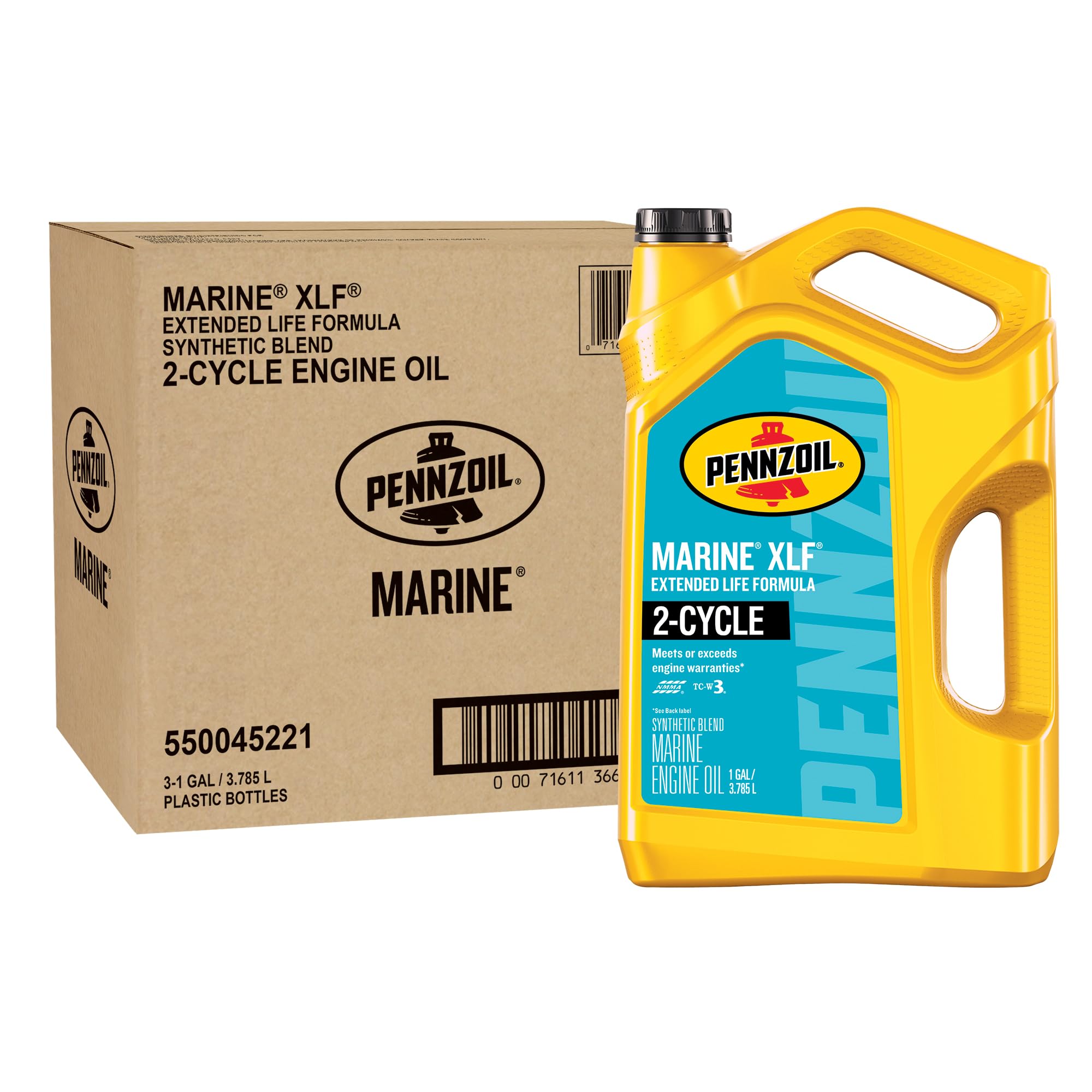 Pennzoil Marine XLF Marine Outboard Synthetic Blend Engine Oil (1-Gallon, Case of 3)