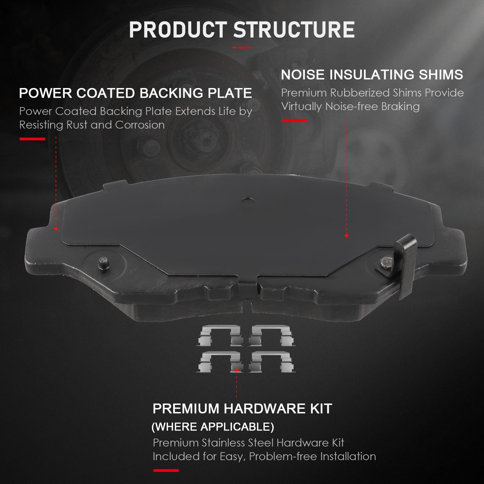 Cciyu D943 D865 Ceramic Front Rear Disc Brake Pad Set Fit For 2003-2008 For Honda Pilot