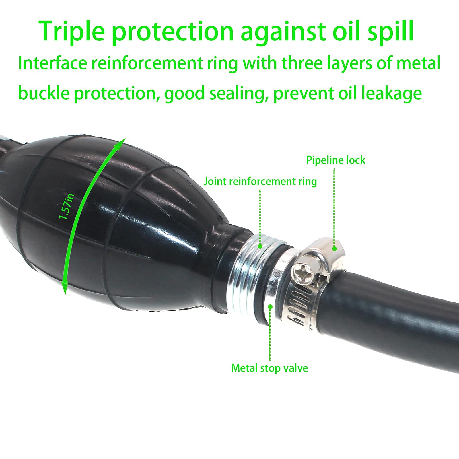 Fuel Line Assembly 3/8'' Inner Dia 5/8'' 6FT Outer Dia Hose Line Marine Outboard Boat Motor RVs Fuel Assembly with Primer Bulb S