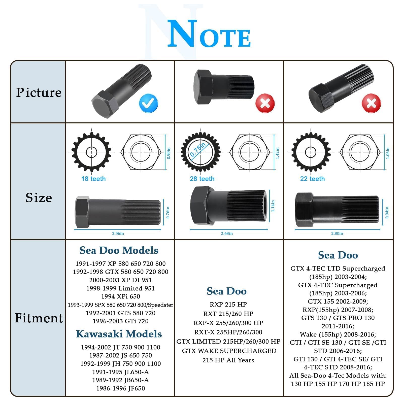 New Impeller Installation Removal Spline Wrench Tool Wr001 Compatible With Kawasaki Seadoo Gs Gsx Gti Gts Gtx Hx Rx Sp Spi Spx X