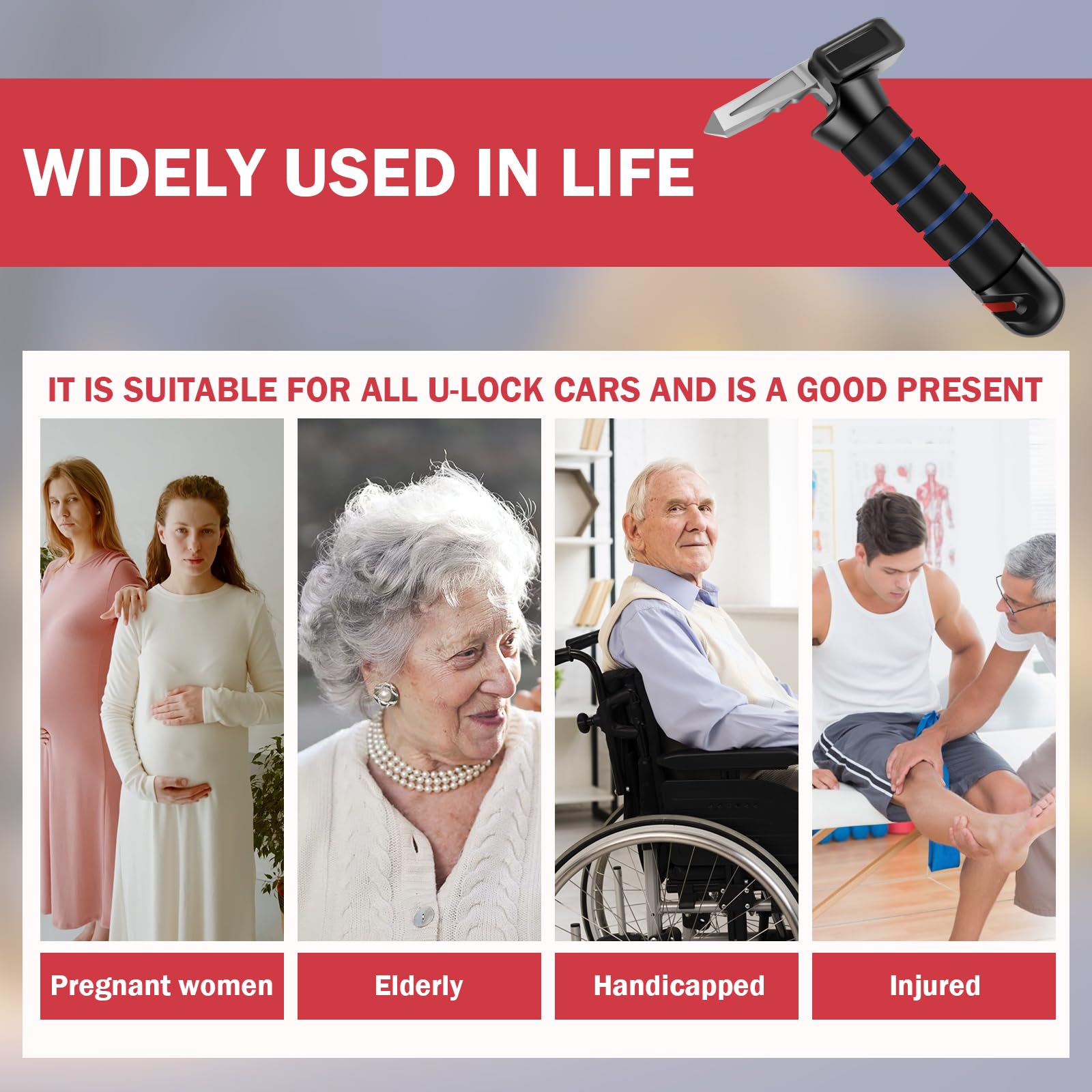 Car Door Assist Handle, Multifunction Car Handle Assist, Vehicle Support Handles Seatbelt Cutter Window Breaker Portable Automot