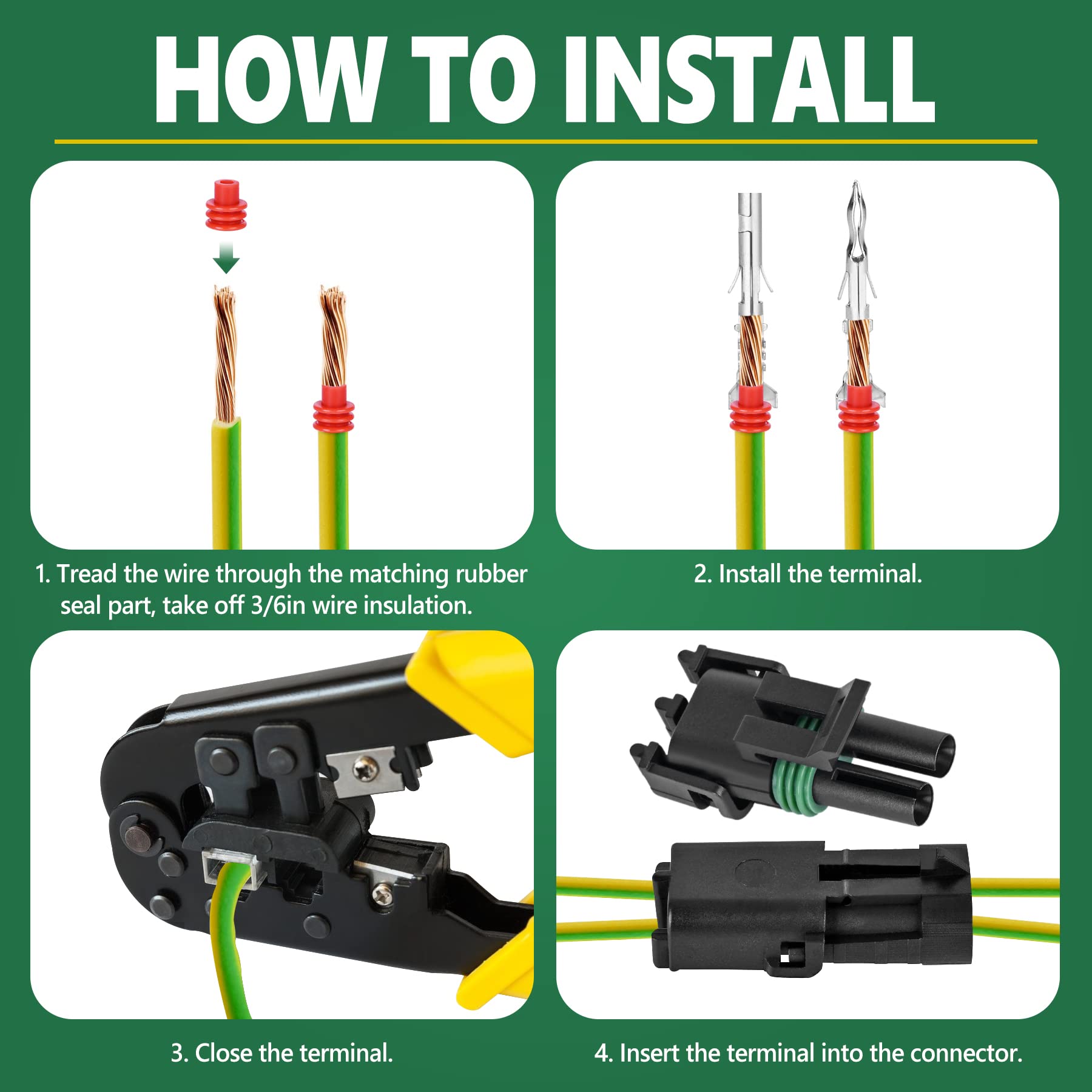376Pcs 25 Kits Waterproof Automotive Electrical Connectors 1/2/3/4/6 Male&Female Pin 22-14AWG Wire Harness Spark Plug Connector