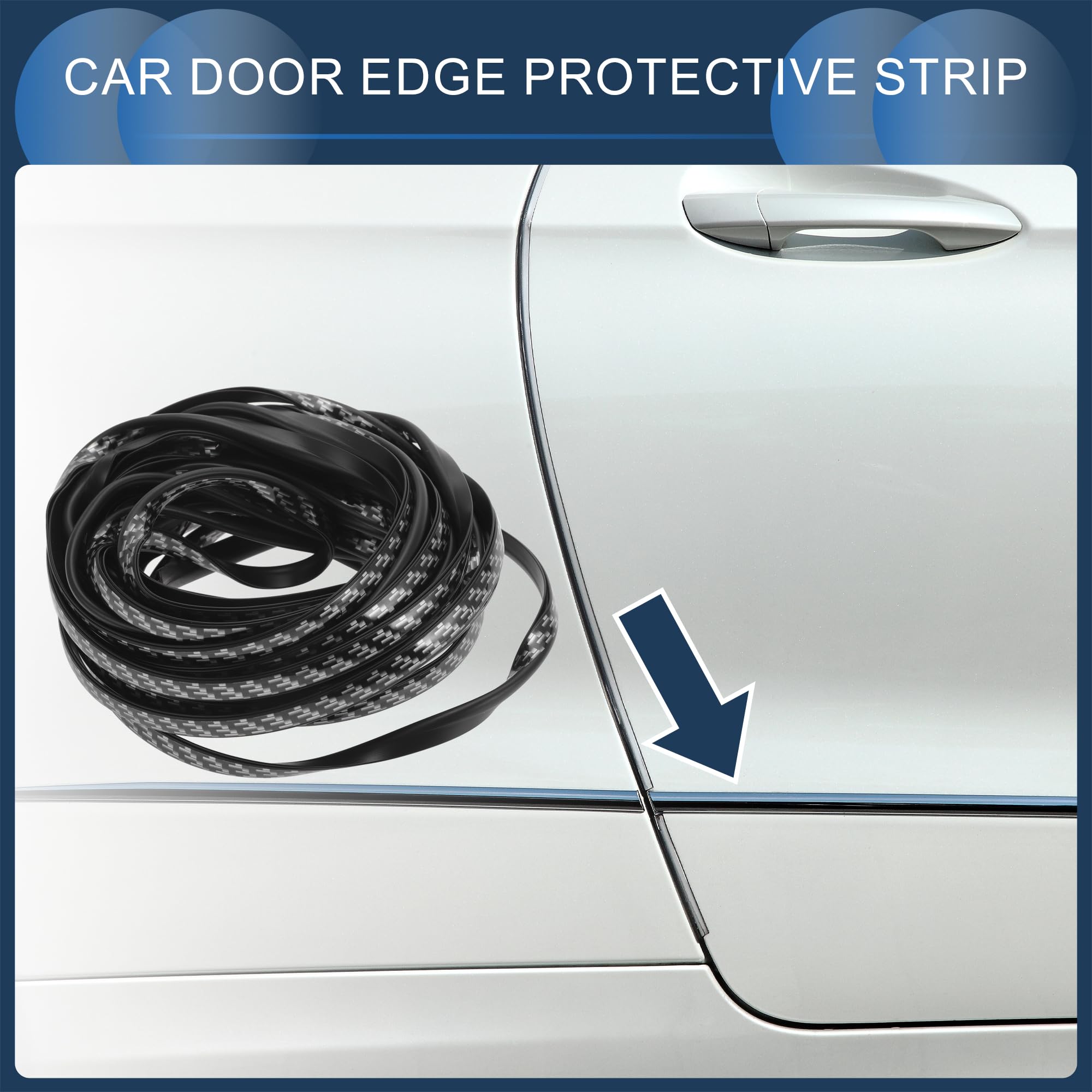 INFINAUTO Universal Car Door Edge Guards, Exterior 26.25ft U-Shaped Door Scratch Protection Guard PVC Chrome Black Carbon Fiber