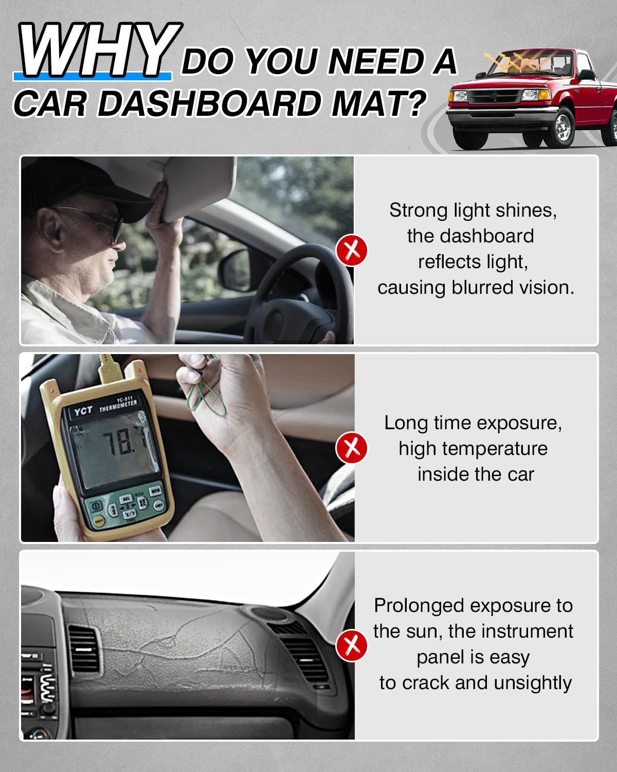 Cartist Dash Cover Fit for Ford Ranger 1989-1994,1991-94 Ford Explorer,1991-94 Mazda Navajo,1989 1990 Ford Bronco II,1994 Mazda