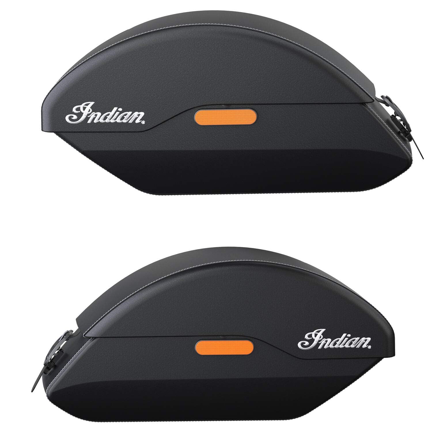 Indian Motorcycle Quick Release Semi-Rigid Saddlebags In Black, Pair, Specific For Scout Sixty Abs, Scout Abs, Genuine Oem Part 2889282-Vba