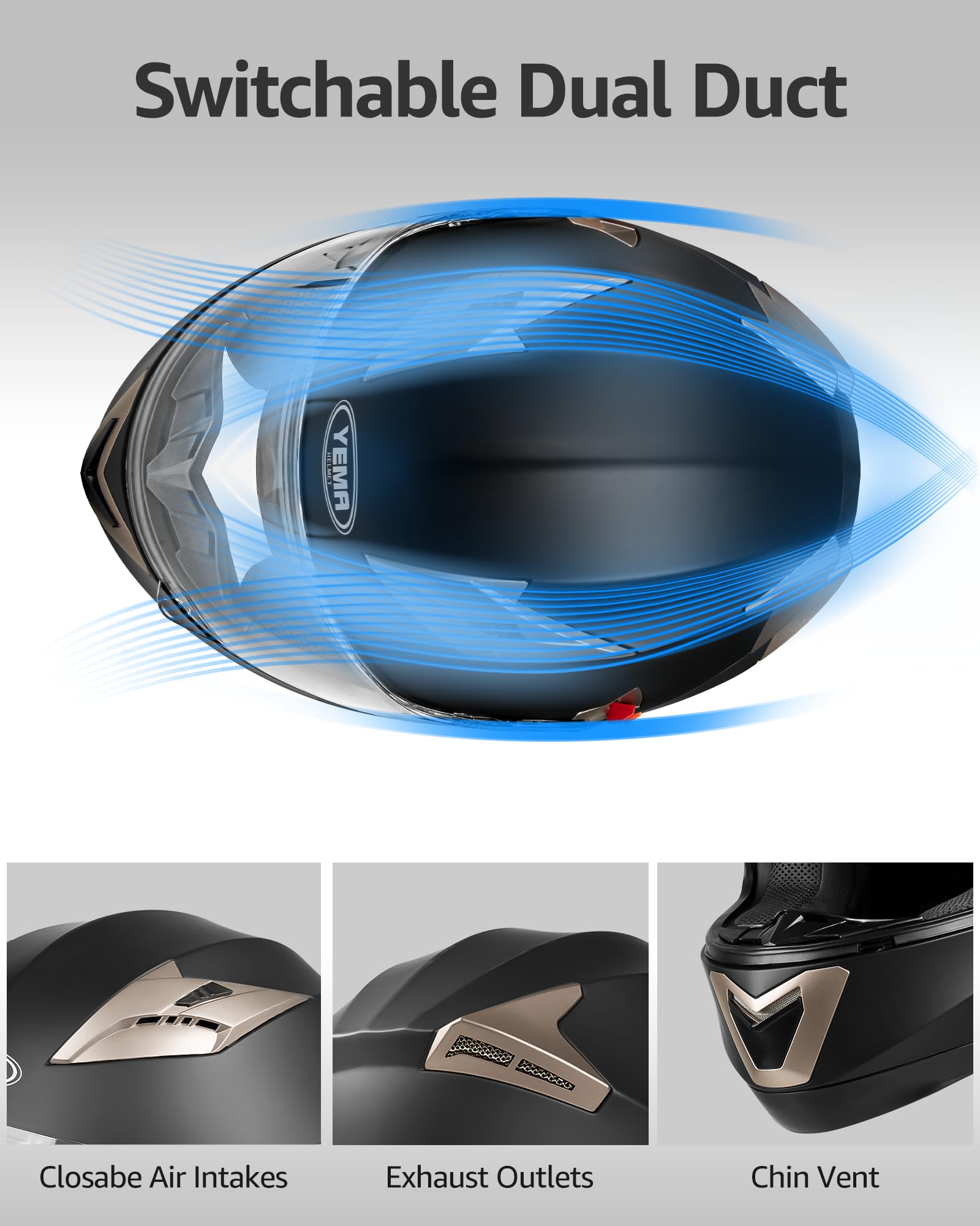 Yema Motorcycle Full Face Helmet Dot Approved Helmet Ym-829 Motorbike Moped Street Bike Racing Casco Moto Helmet With Sun Visor