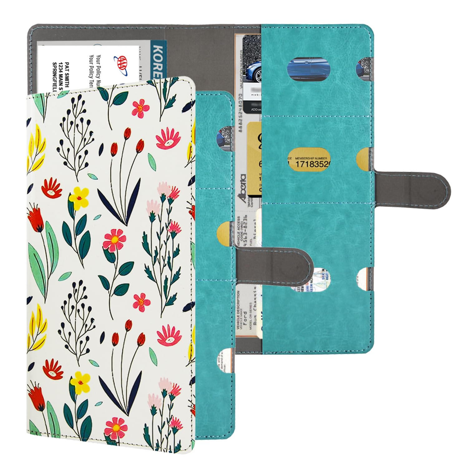 Dmluna Car Registration And Insurance Holder, Pu Leather Vehicle Card Document Glove Box Organizer, Auto Truck Compartment Acces