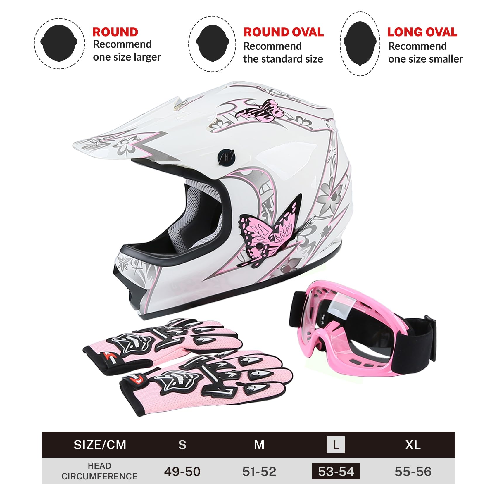 Slmoto Youth Kids Motocross Dot Approved Helmet Offroad Street Helmet Motorcycle Helmet Dirt Bike Motocross Atv Pink Butterfly H