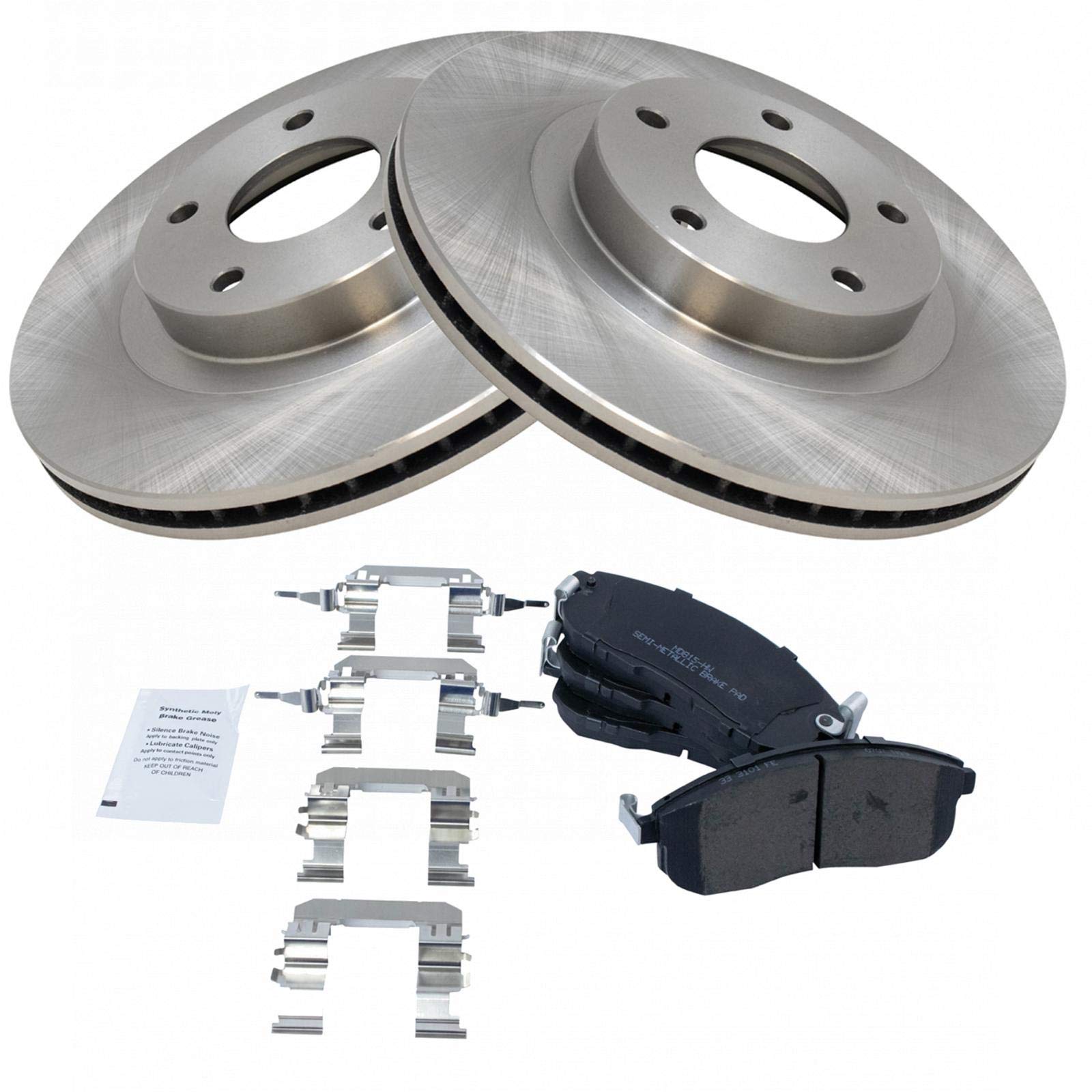 Trq Front Brake Pad & Rotor Kit Brake Pads Brake Rotor Semi-Metallic Compatible With 2002-2004 Infiniti I35 2002-2006 Nissan Alt