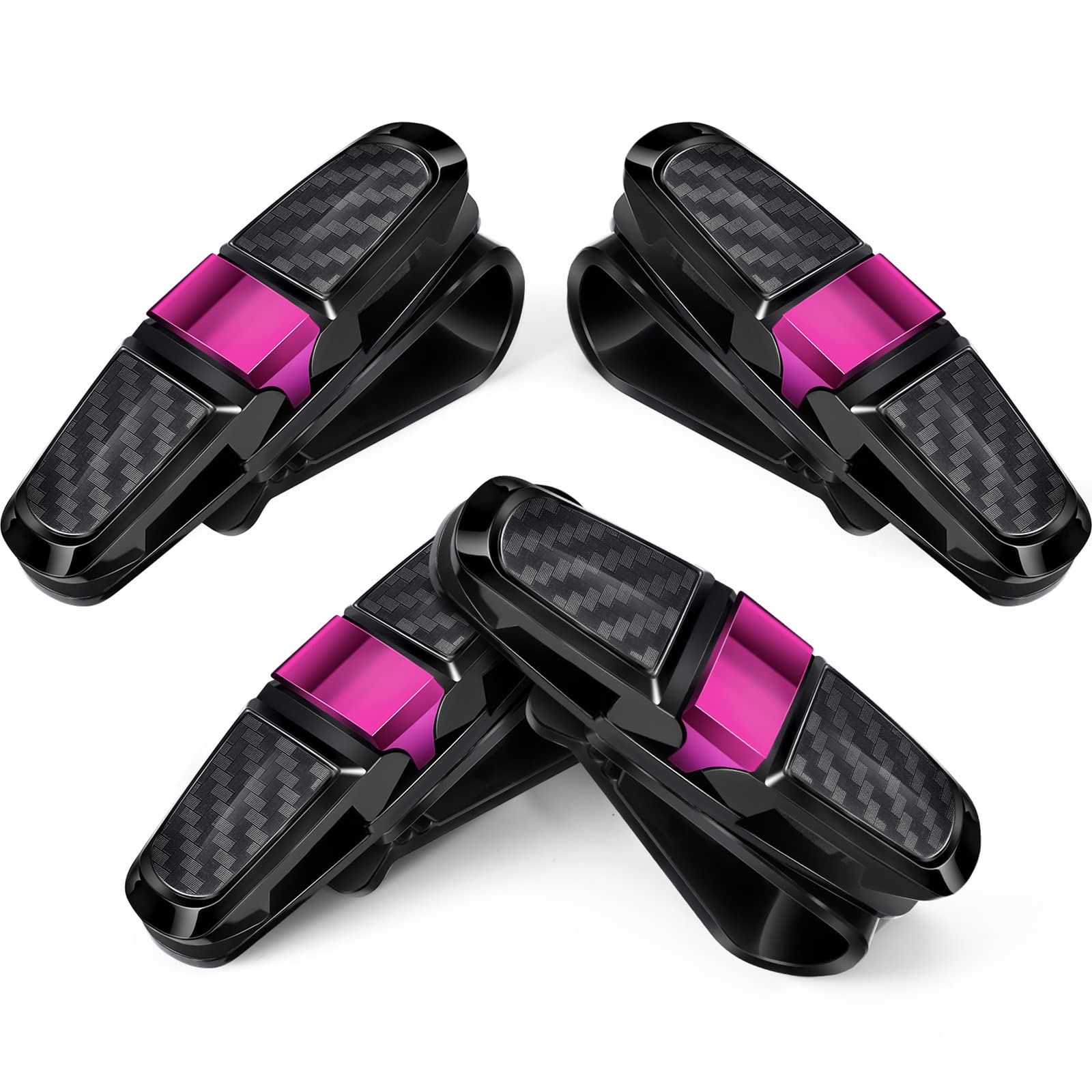 Boao 4 Pcs Sunglasses Holders for Car Sun Visor, Glasses Ticket Card Clip Mount Hanger, Double-Ends Clip 180 Degree Rotational C