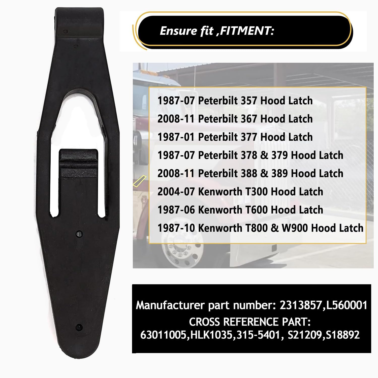 Hood Latch Base 315-5401 Compatible With Kenworth W900 T300 T600 T800 Replace L56-0001 (2Pc)