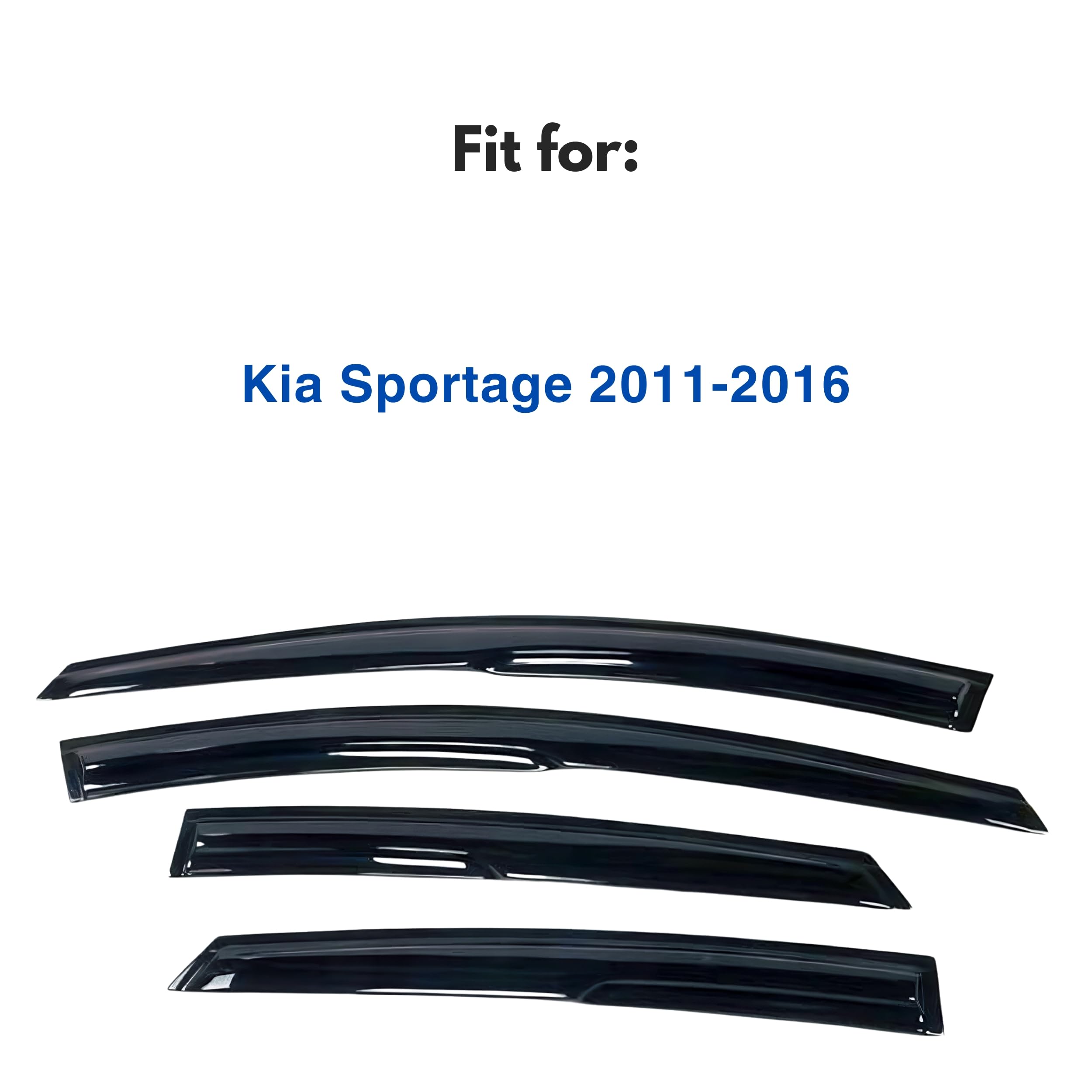 Ig Window Visor For Kia Sportage 2011-2016, Rain Guard Tape-On Extra Durable Sun Wind Side Vent Window Deflector Mugen Style, 20