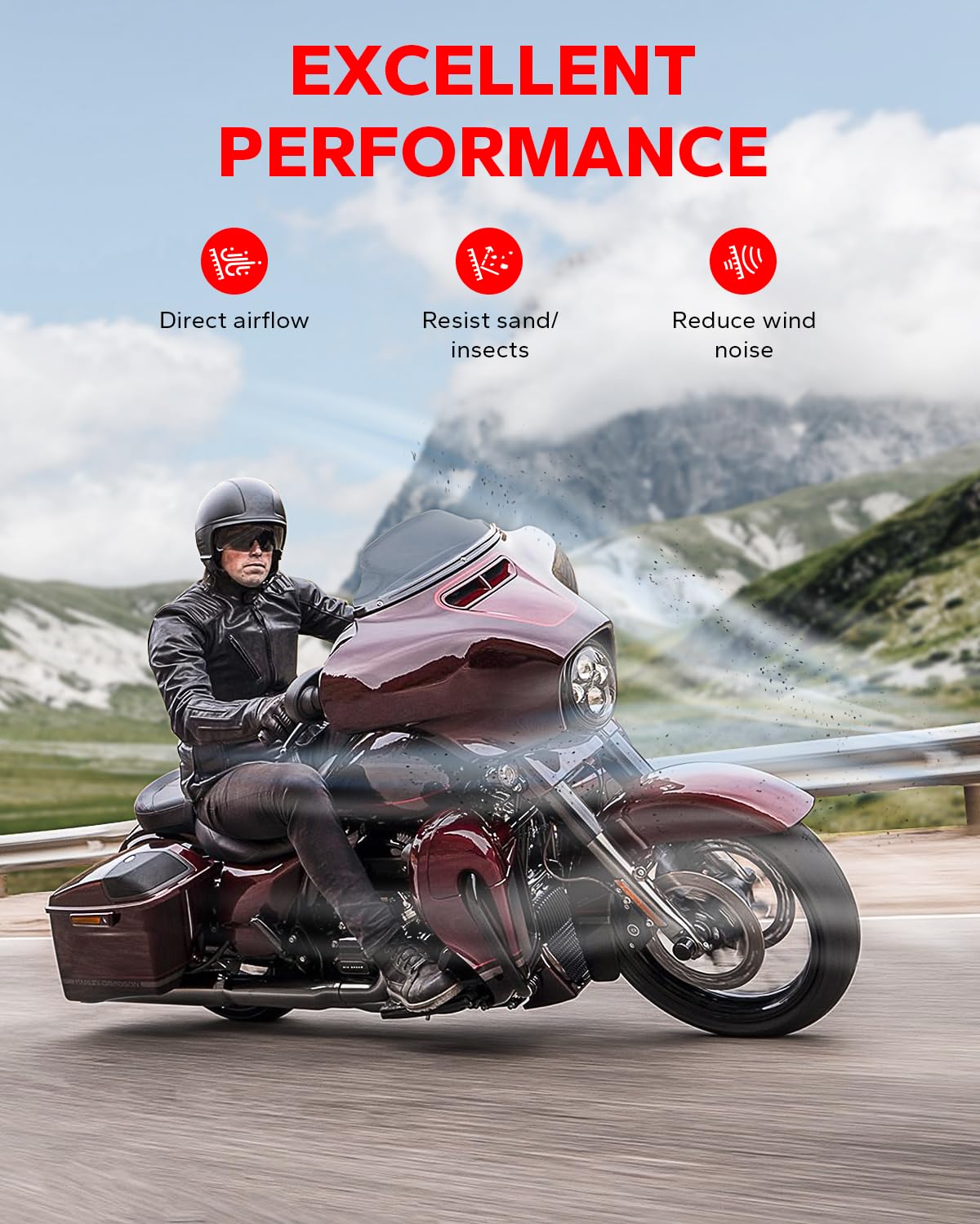 Amazicha 7 Smoke Wave Windshield Windscreen Compatible For 2014-2024 Harley Davidson Touring Street Glide/Electra Glide/Ultra Limited/Tri Glide Flht Flhx Flhxs Flhtk (Tint)