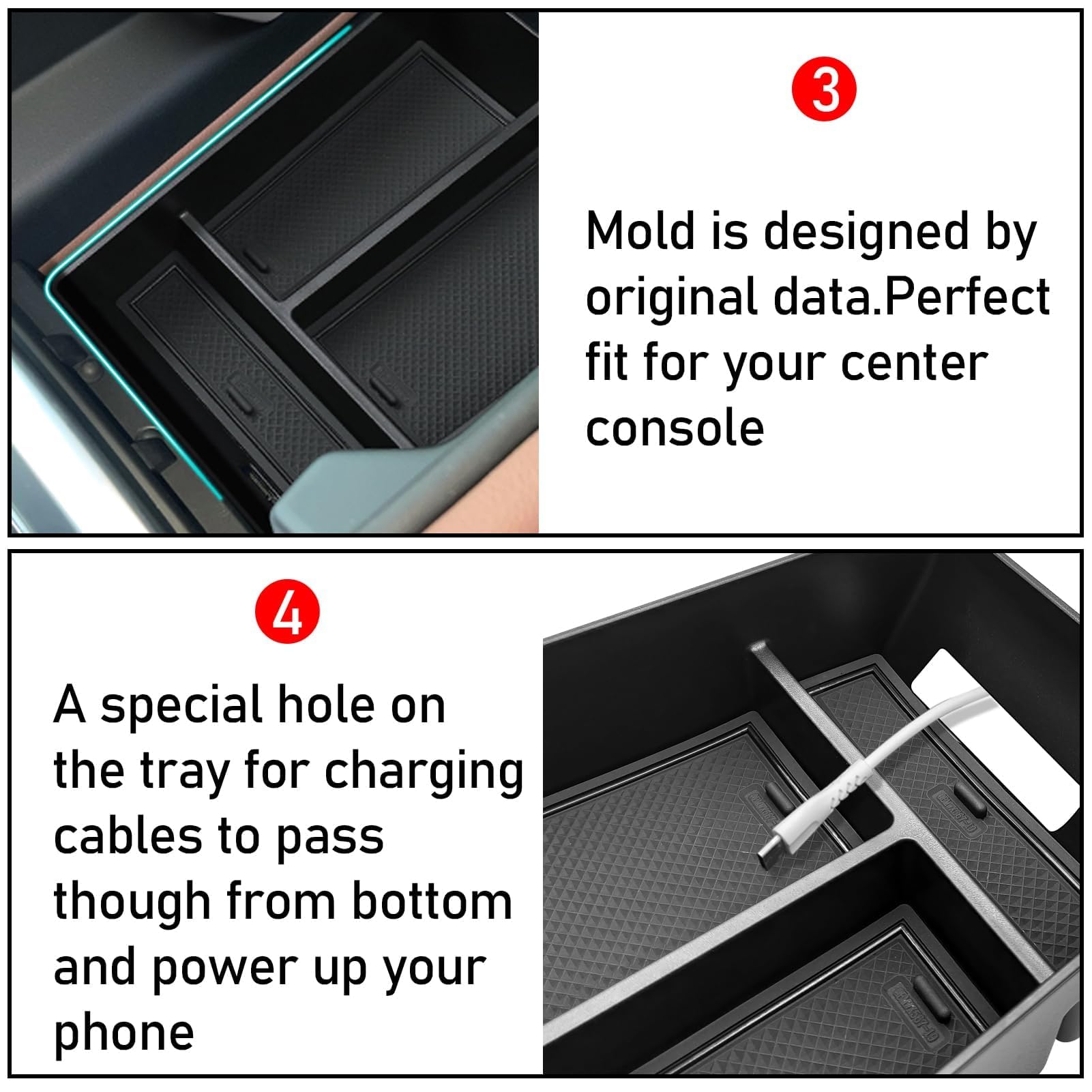 Jaronx BMW X5 G05/X6 G06/X7 G07 Console Organizer Tray - Black Storage Solution for 2019-2024 Models