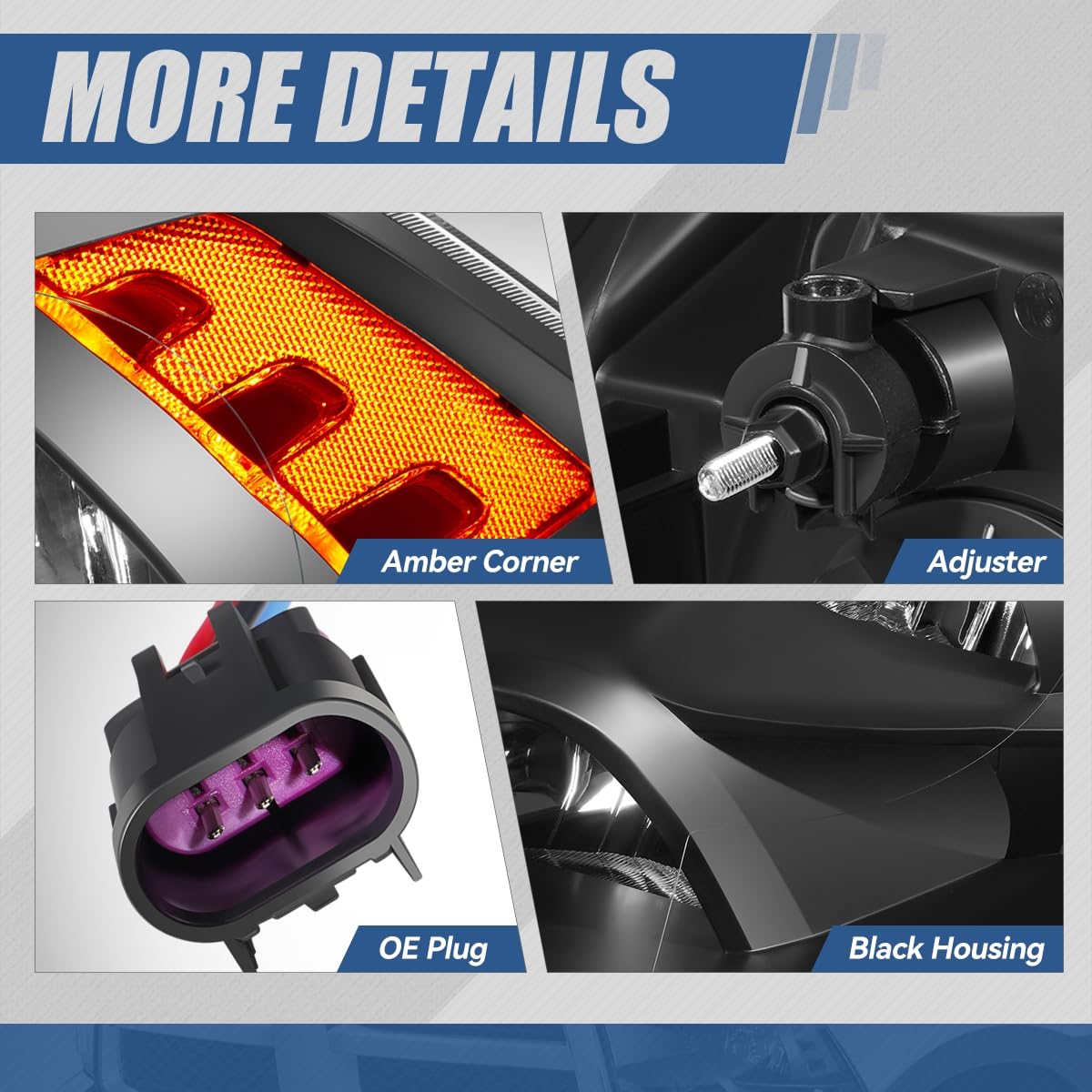 Auto Dynasty Quad Headlights Assembly Compatible With 2009-2010 Dodge Ram 1500-3500 New Body, 2011-2018 Ram 1500-5500, Halogen H