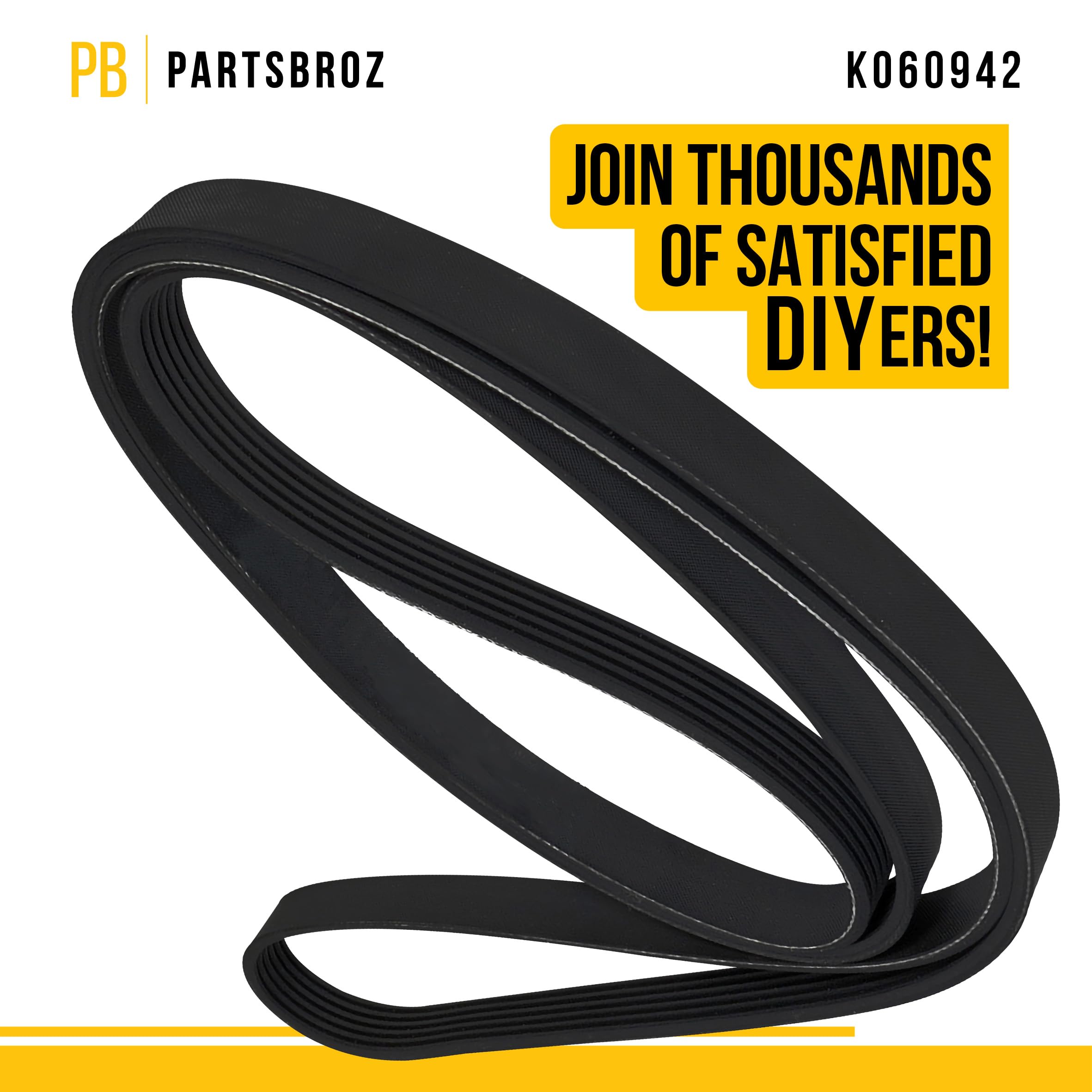 Partsbroz K060942 Micro-V Serpentine Drive Belt - Compatible With Gates Dayco Bando Acdelco Goodyear Continental Masterpro - Rep