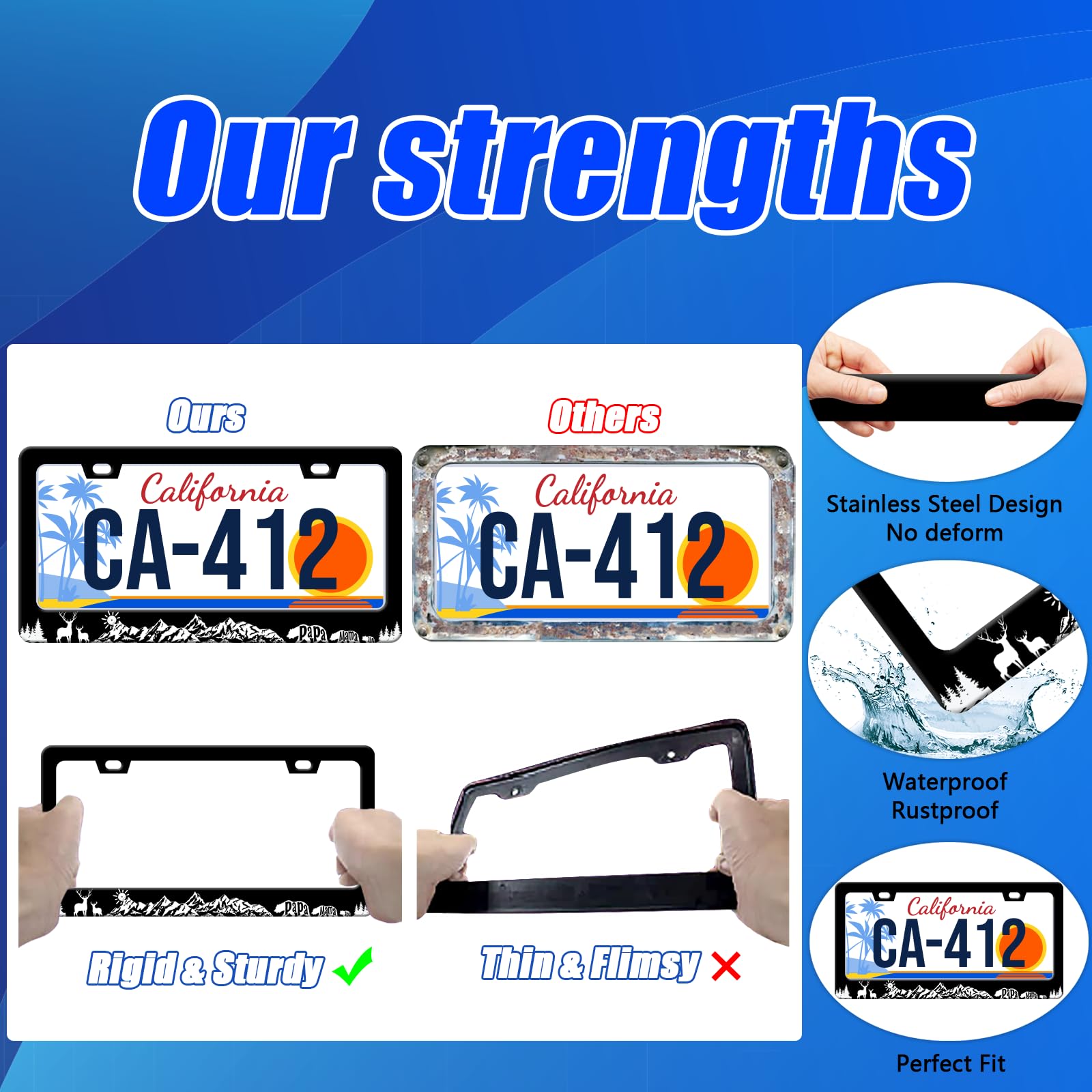 Mountains License Plate Frames Deer Bear Forest License Plate Holder for Car Decor Parts Personalized Stainless Steel License Pl