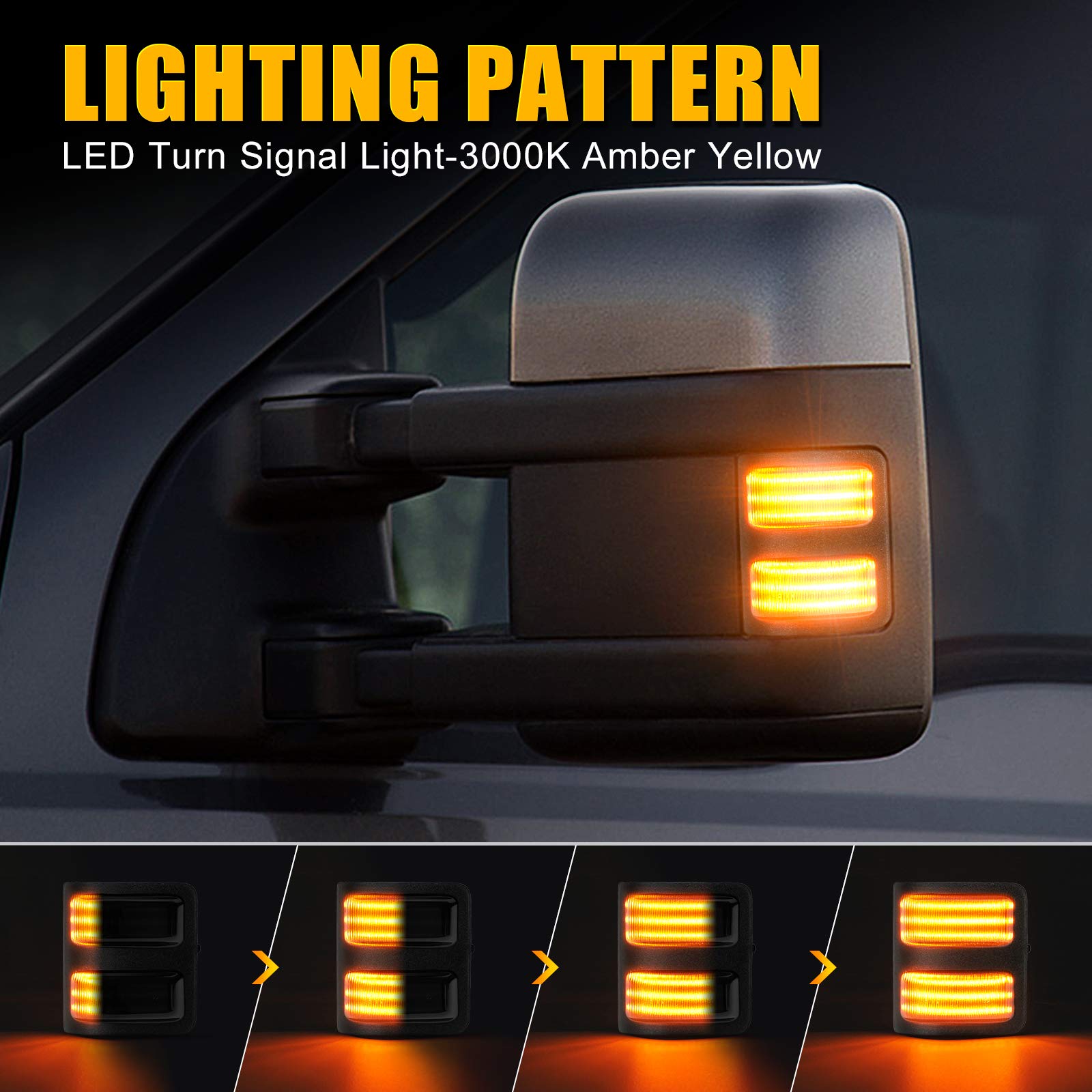 Suparee Led Sequential Switchback Side Mirror Marker Running & Turn Signal Light For 2008-2016 F250 F350 F450 F550 Super Duty Running Light And Turn Signal Aftermarket Replacement