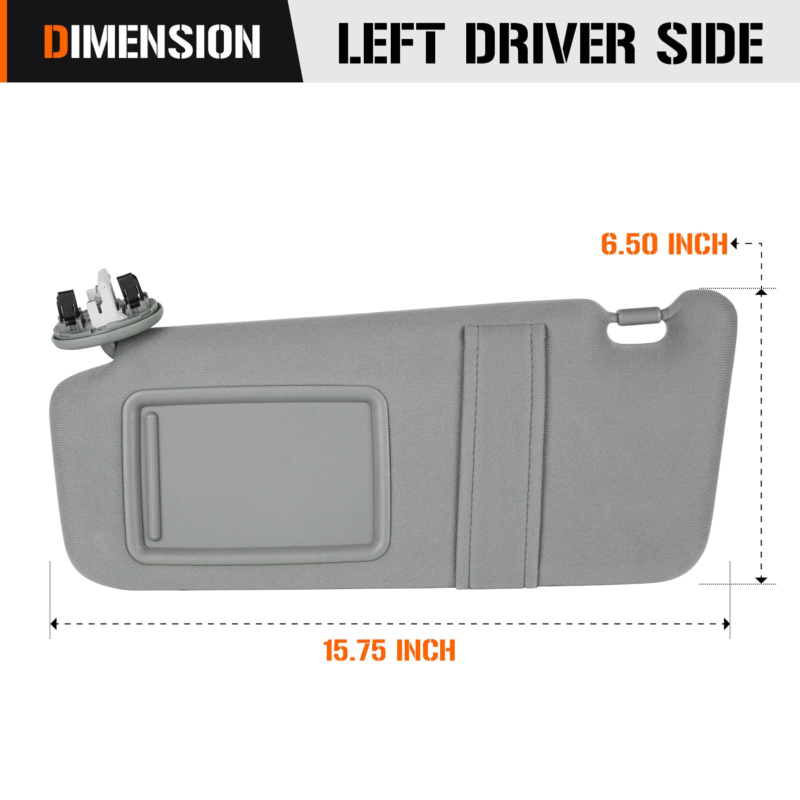 Sun Visor With Light For Toyota Camry 2007-2011 With Sunroof, Left Driver Side Gray Sunvisor Replace 74320-06800-B0
