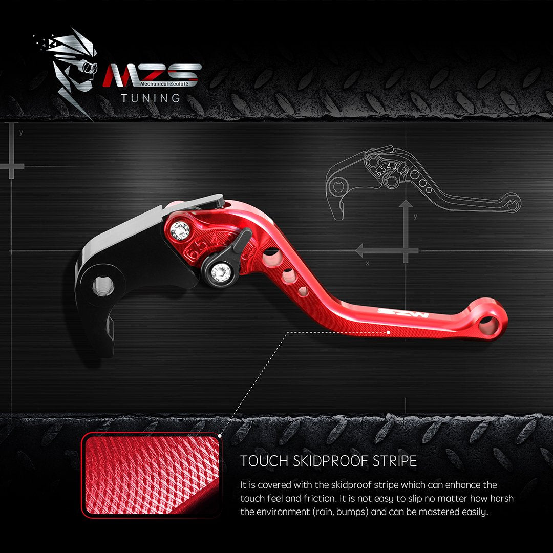 Mzs Red Motorcycle Brake Clutch Levers Adjustable Short Cnc Compatible With Yzf R3 2015-2025 / Yzf R25 2015-2025 / Mt03 2016-202