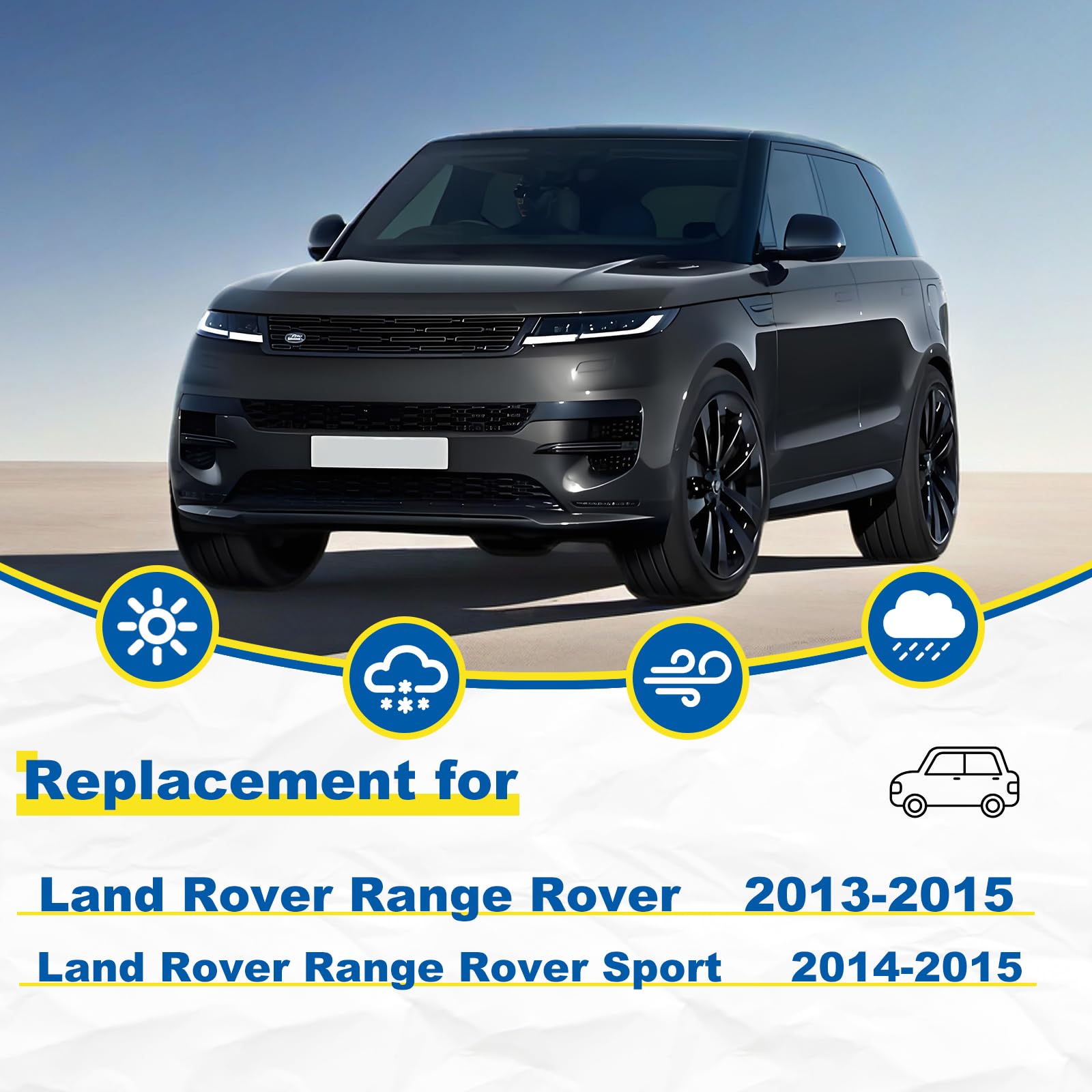 Hrsno 24''+20'' Windshield Wipers With 15'' Rear Wiper Blade Sets Automotive Replacement For Land Rover Range Rover 2013-2015,Ea